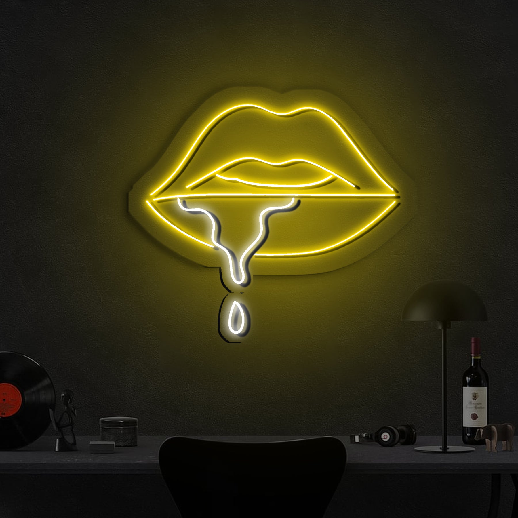 Lips Dripping Neon Sign