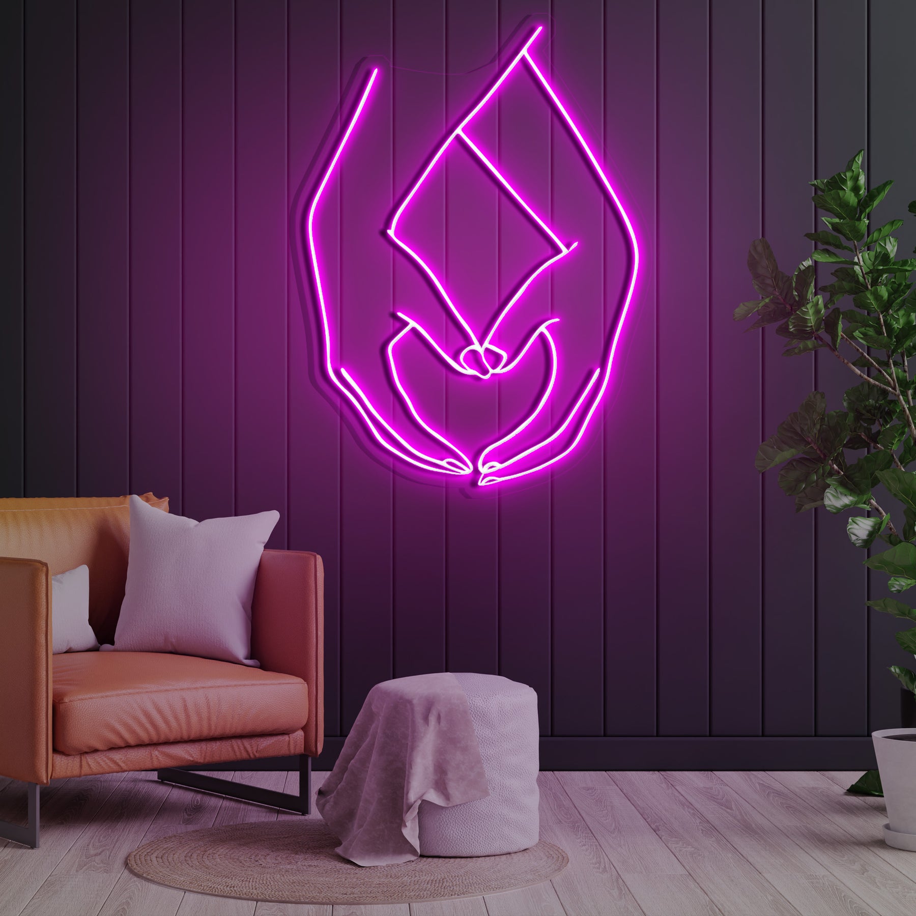 Hand Heart Neon Sign