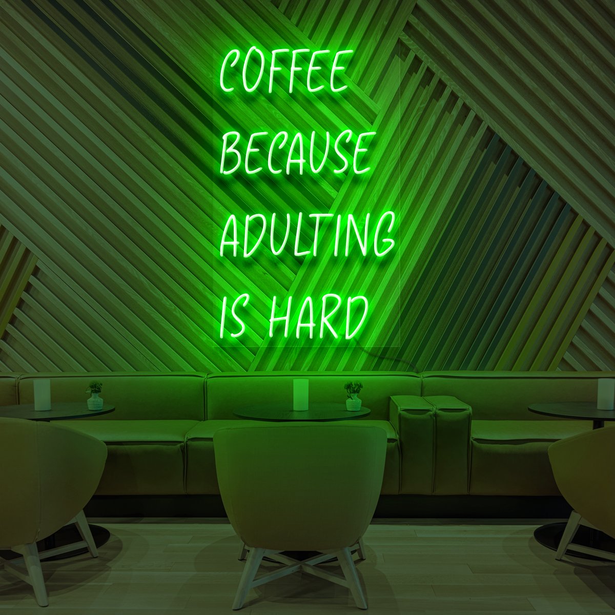 Coffee, Because Adulting is Hard Neon Sign