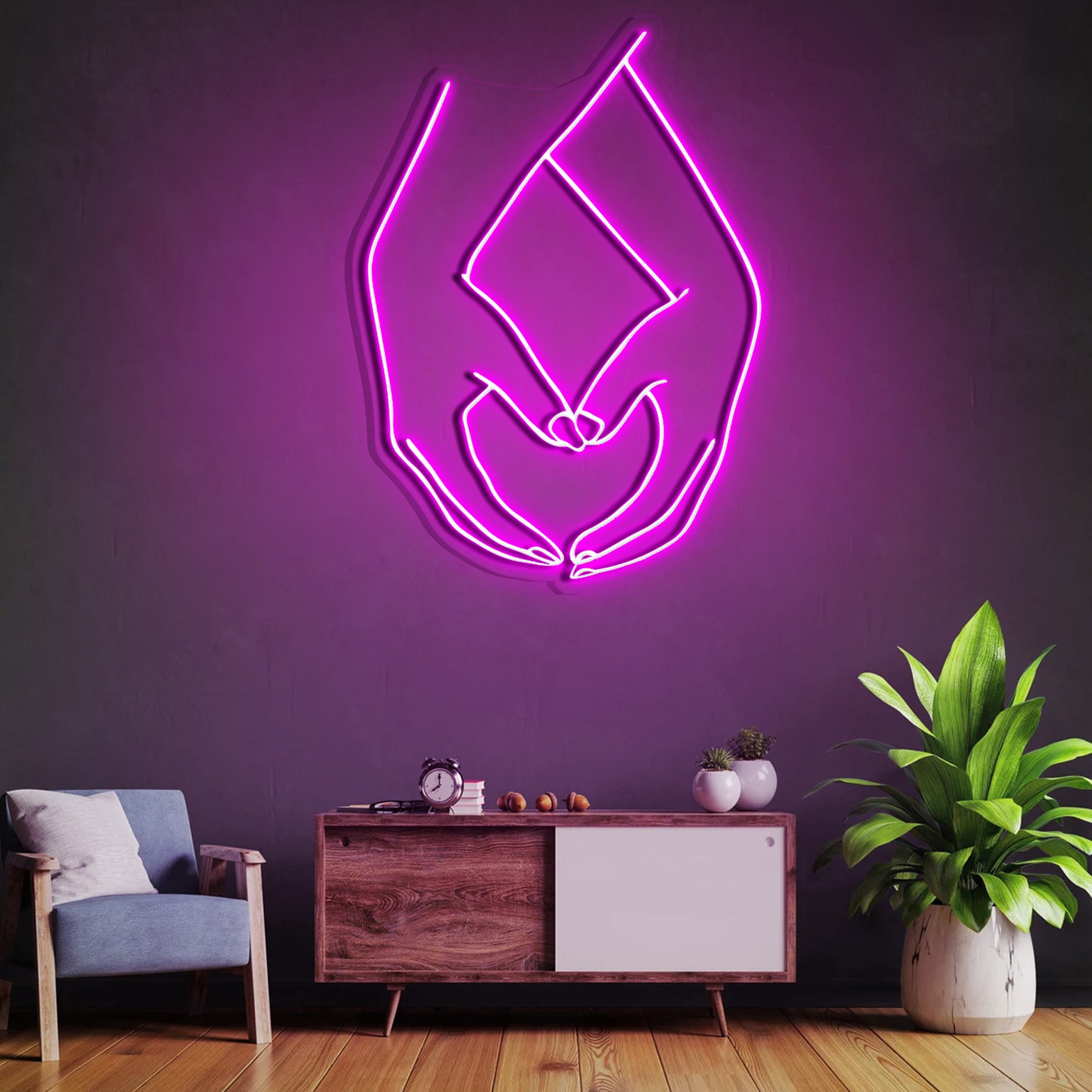 Hand Heart Neon Sign