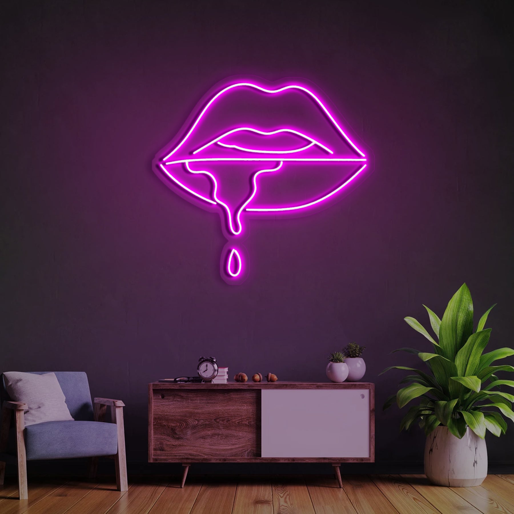 Lips Dripping Neon Sign