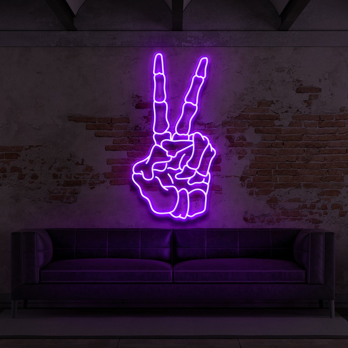 Skeleton Peace Neon Sign