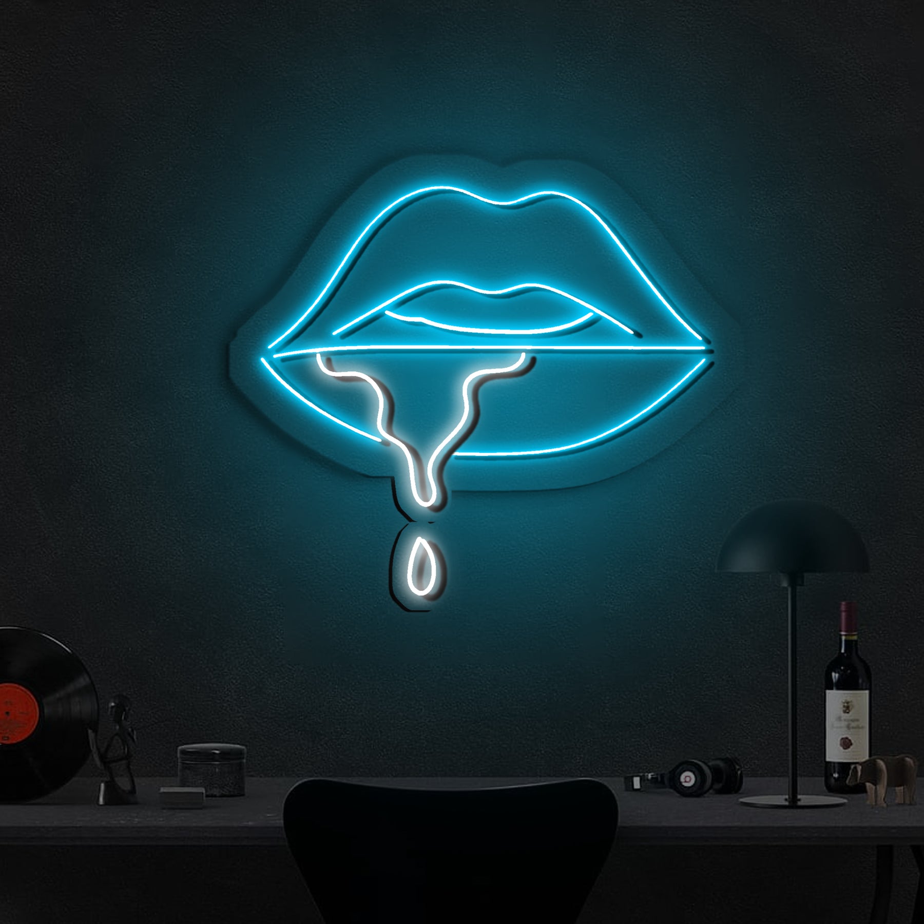 Lips Dripping Neon Sign