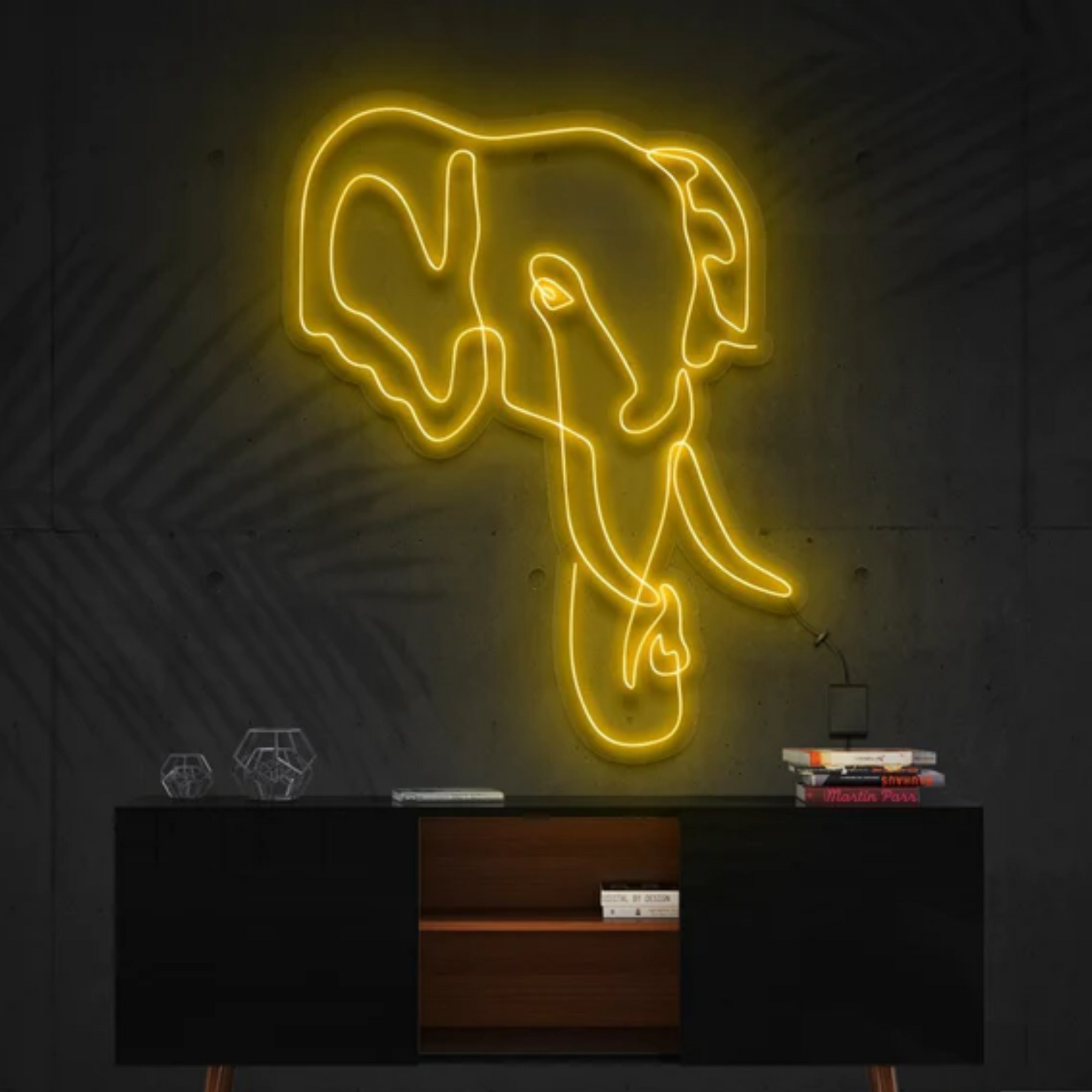 Elephant Line Art Neon Sign