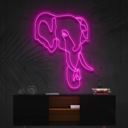 Elephant Line Art Neon Sign