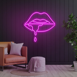 Lips Dripping Neon Sign