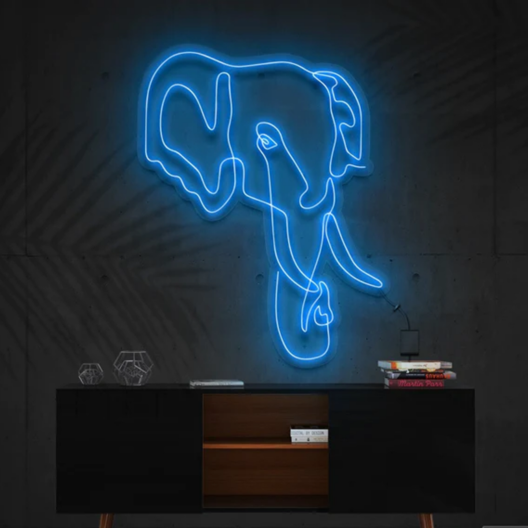 Elephant Line Art Neon Sign