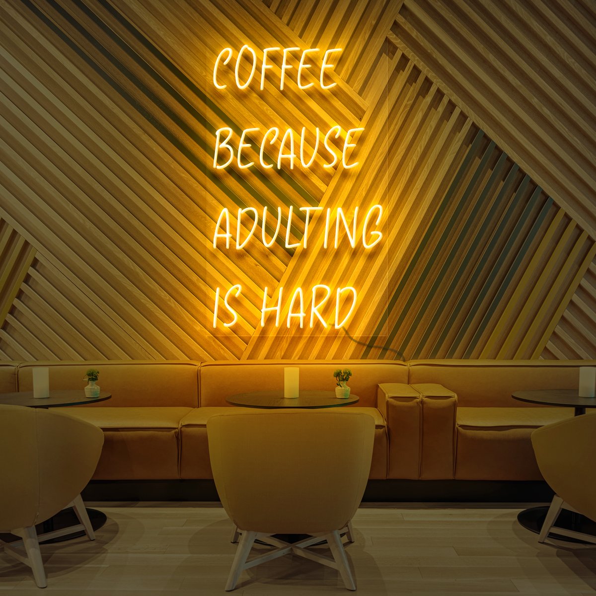 Coffee, Because Adulting is Hard Neon Sign