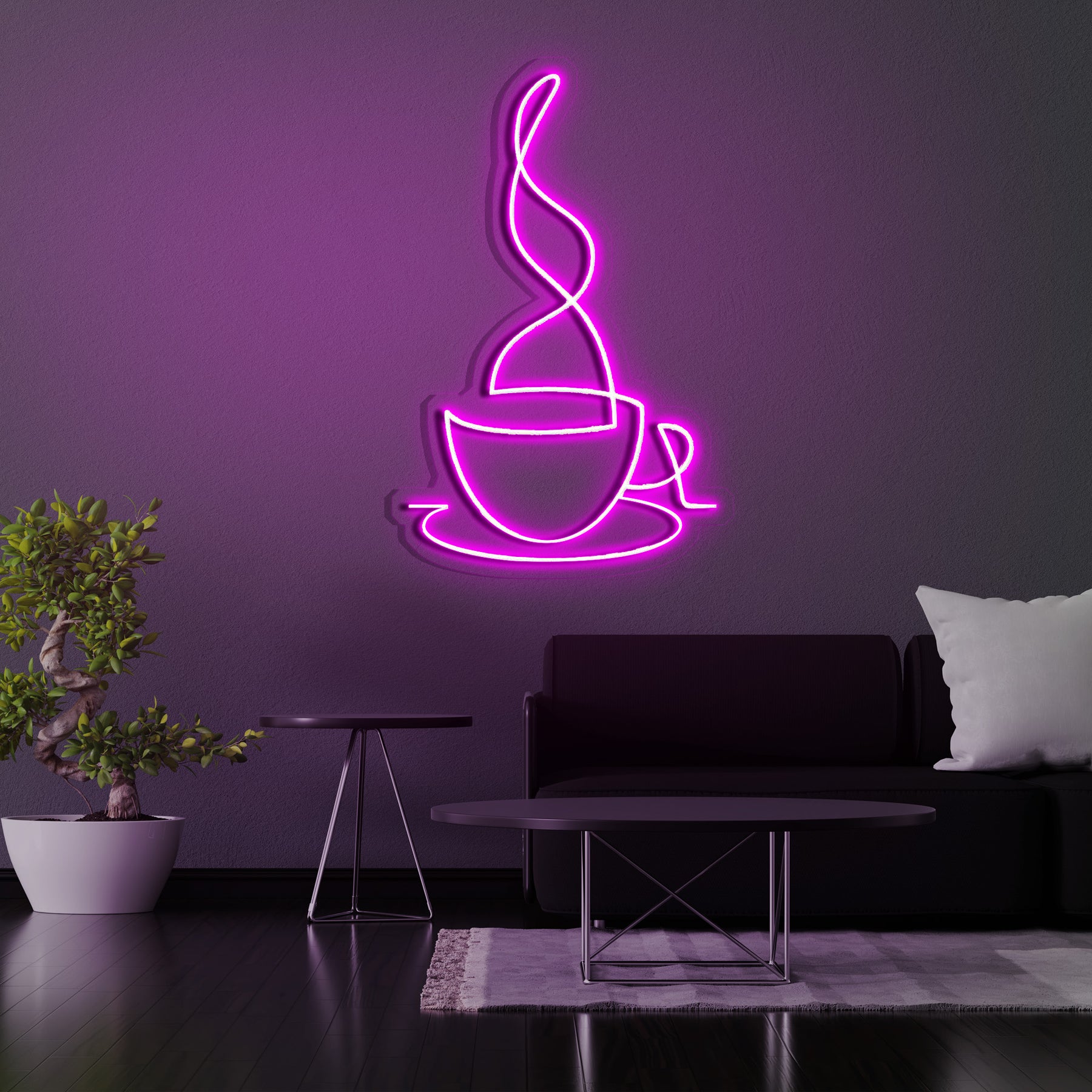 Teacup Line Art Neon Sign