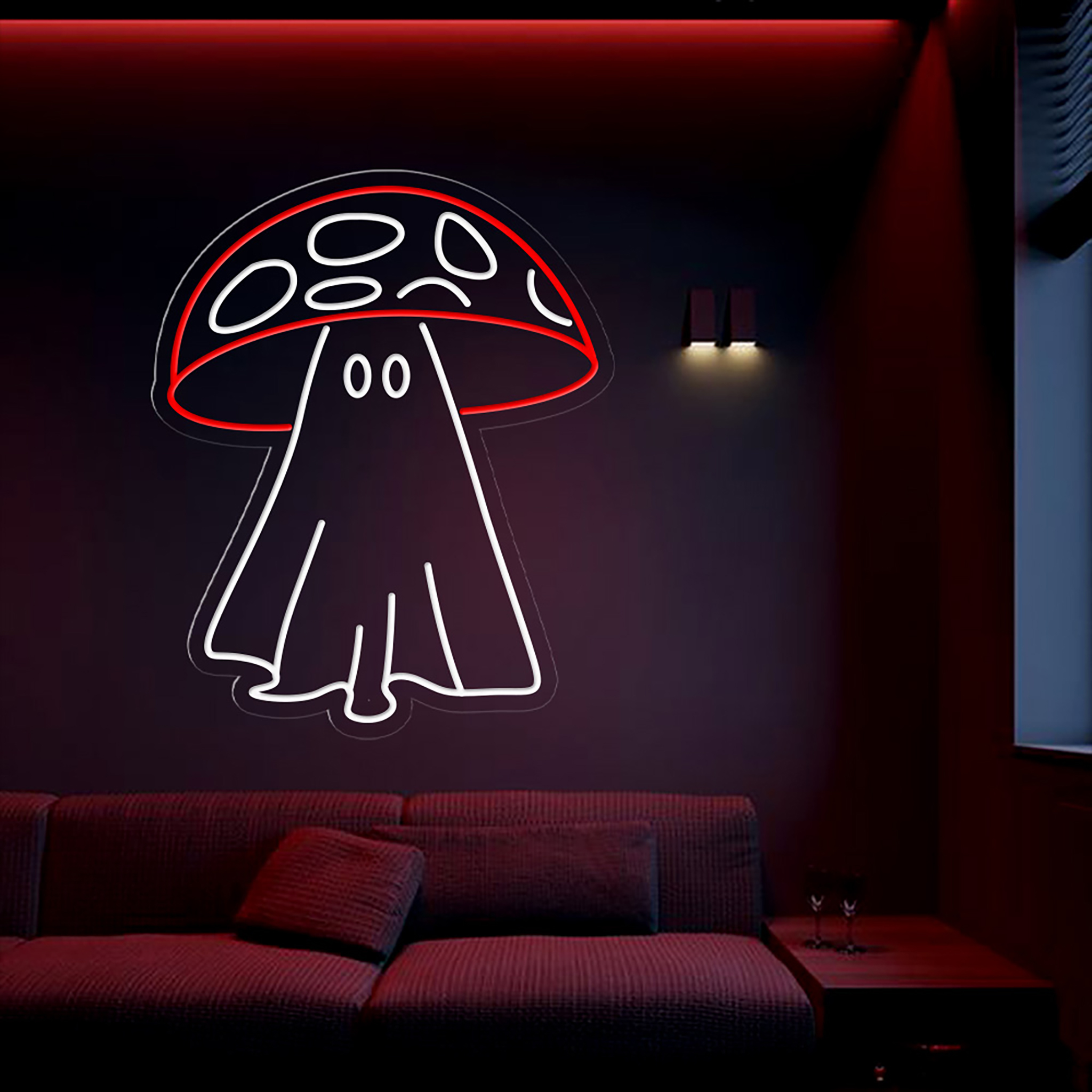 Mushroom Ghost Neon Sign Halloween Wall Art Decor