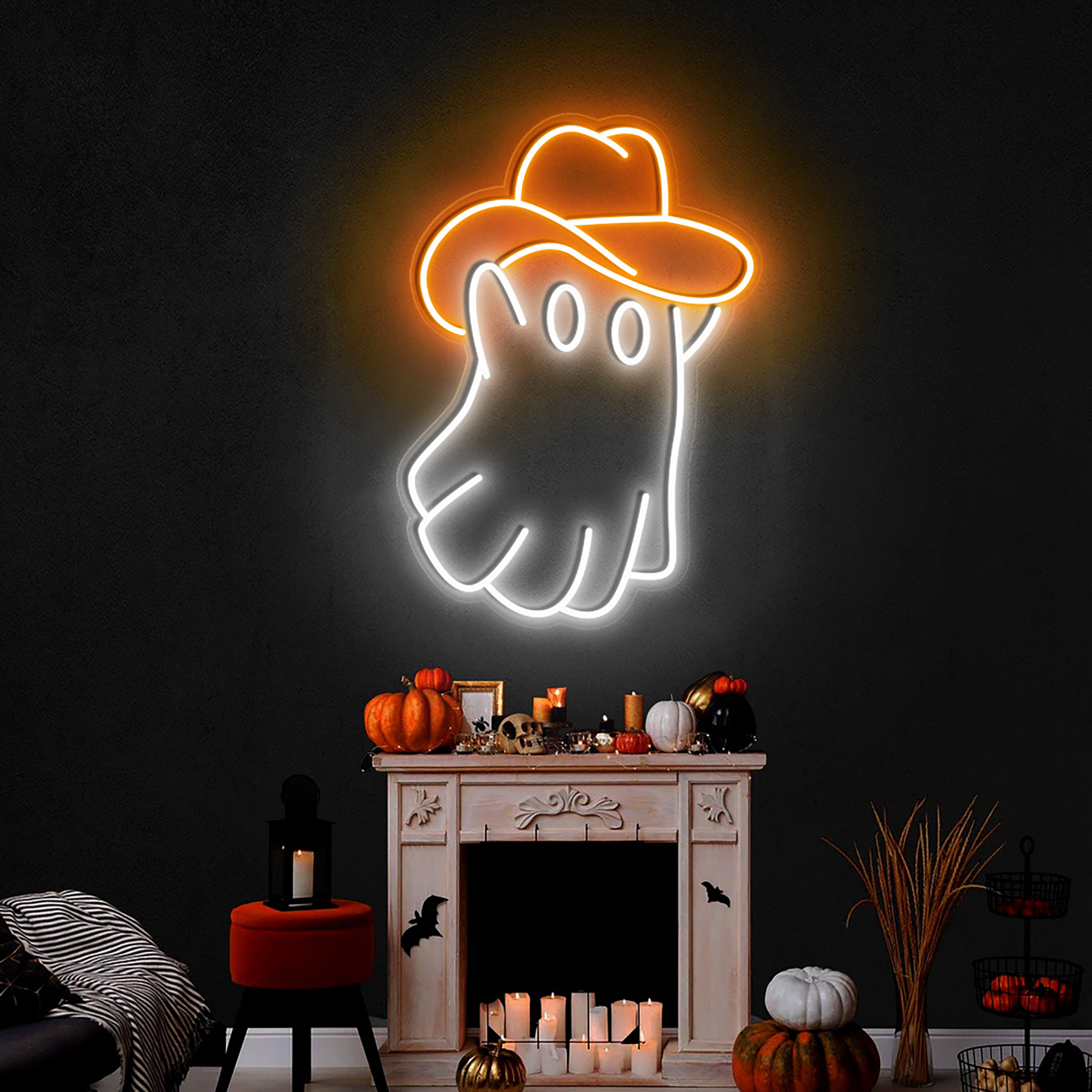 Cowboy Ghost Neon Sign Halloween Wall Decor