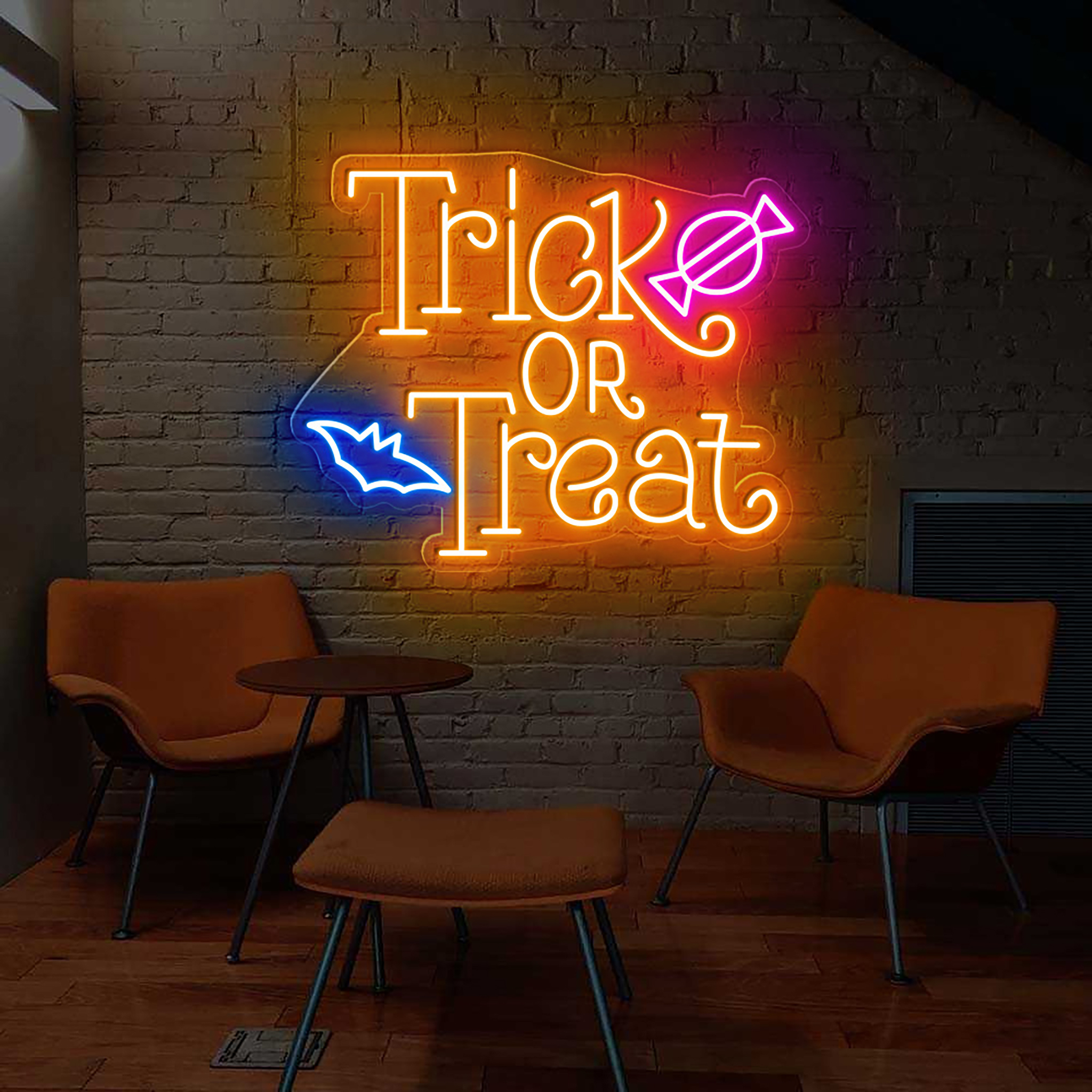 Trick OR Treat Neon Sign Hanging Wall Art Decor