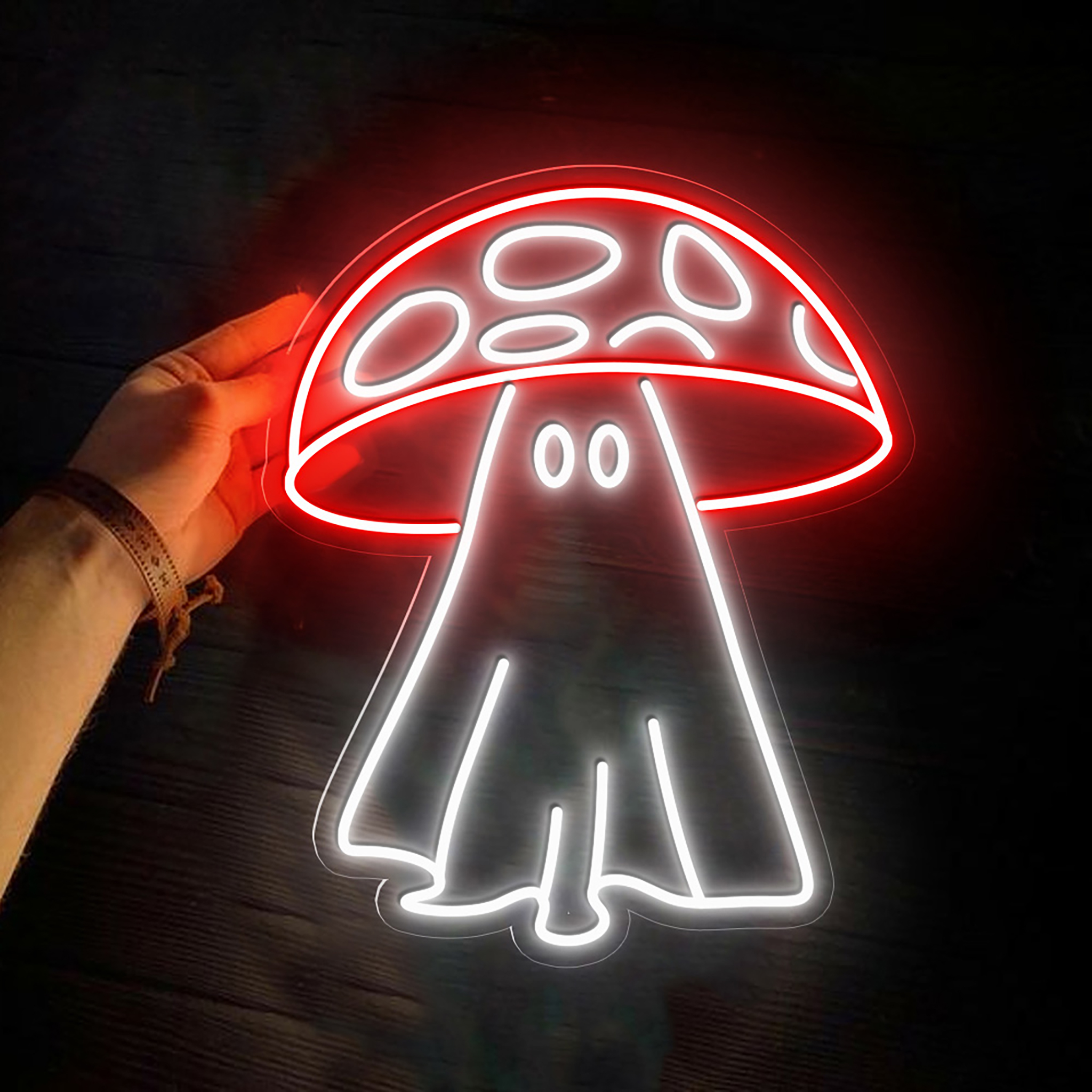 Mushroom Ghost Neon Sign Halloween Wall Art Decor