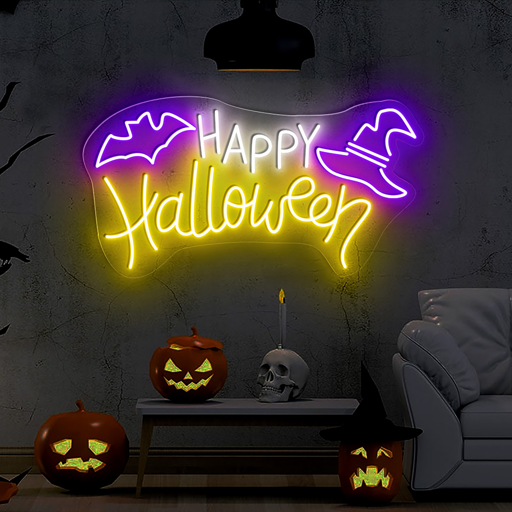 Happy Halloween Neon Sign Halloween Decoration