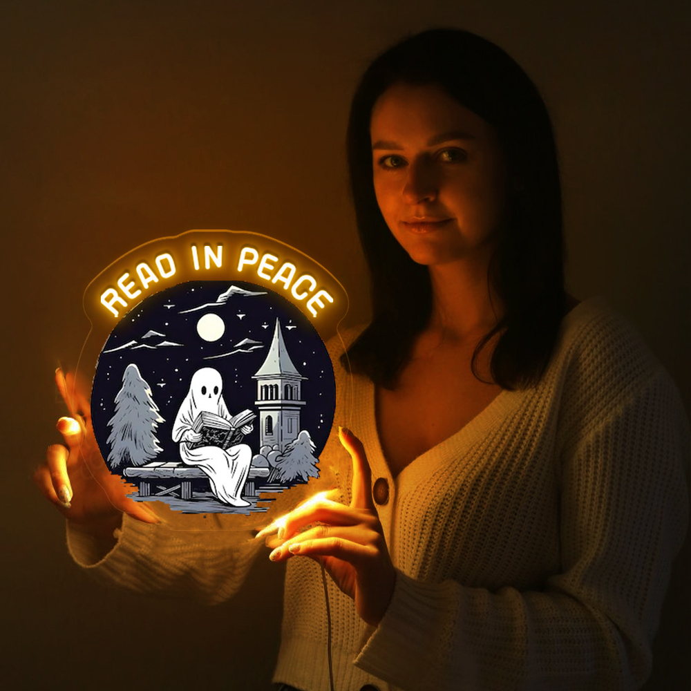 Ghost Read In Peace UV Sign Halloween Wall Art Decor