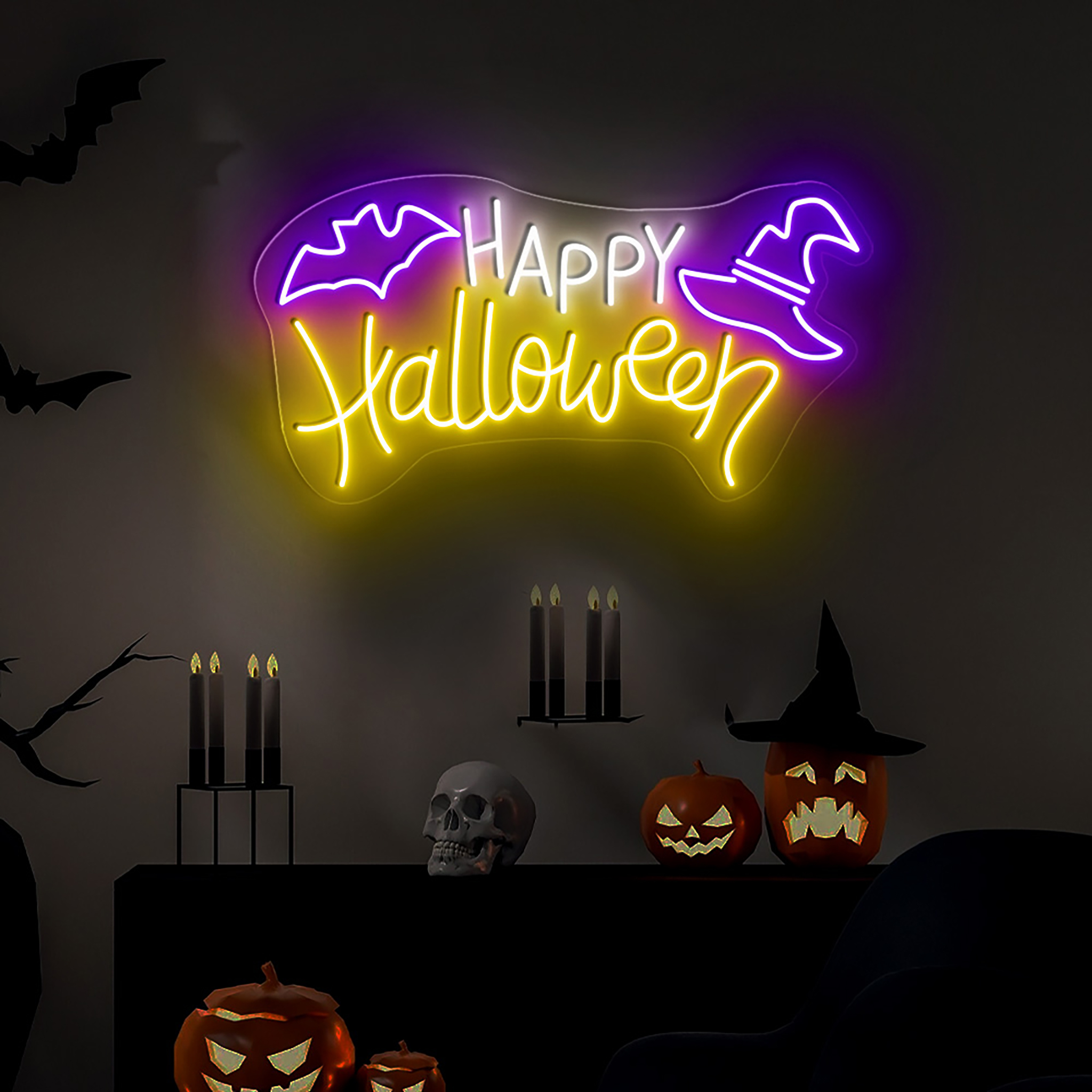 Happy Halloween Neon Sign Halloween Decoration