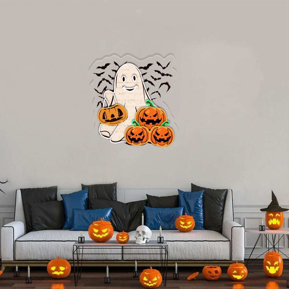 Ghost Halloween UV Sign Hanging Wall Art Decor