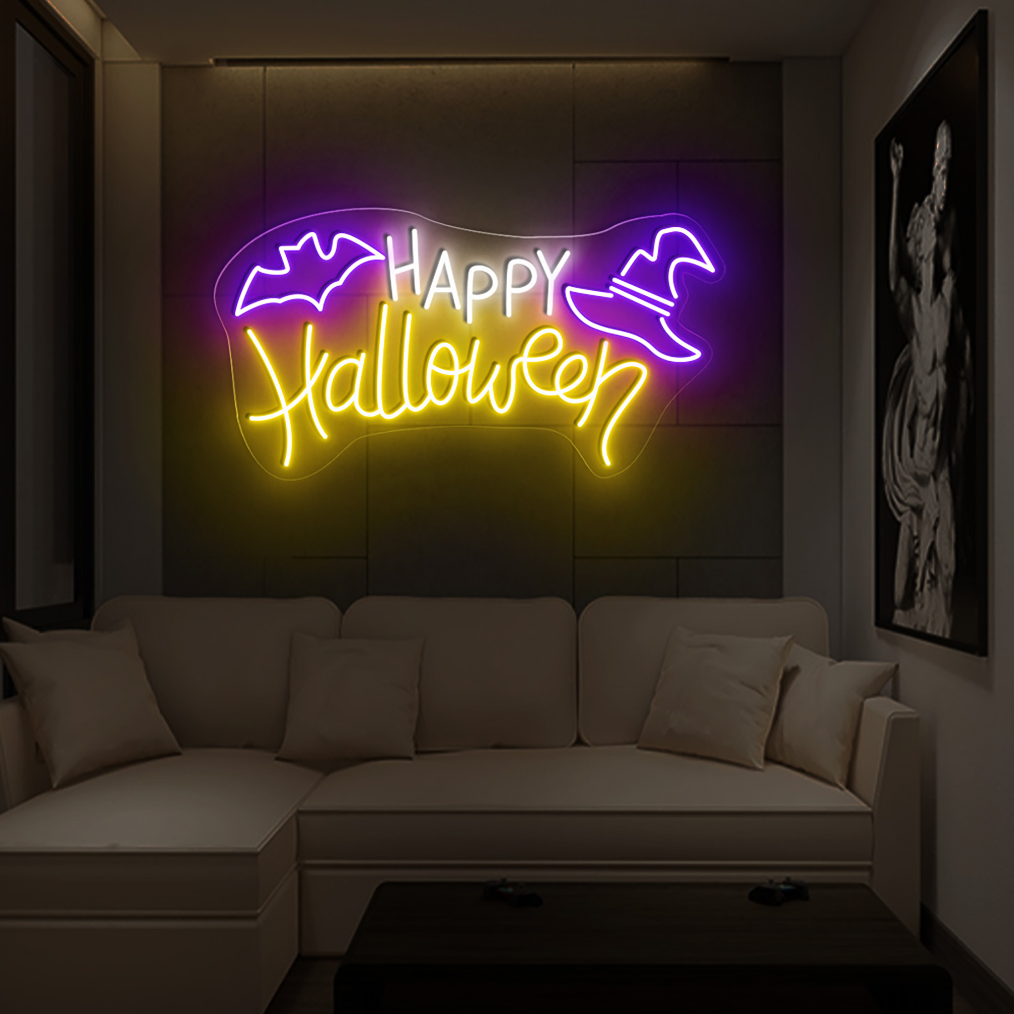 Happy Halloween Neon Sign Halloween Decoration