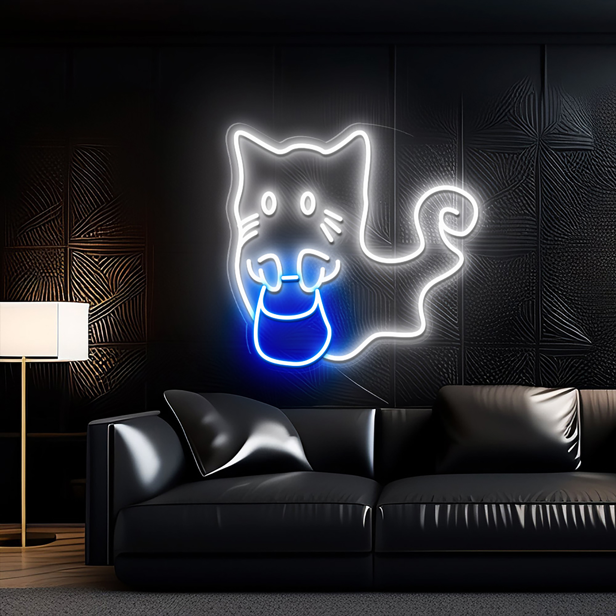 Ghost Cat Neon Sign Halloween Wall Decoration