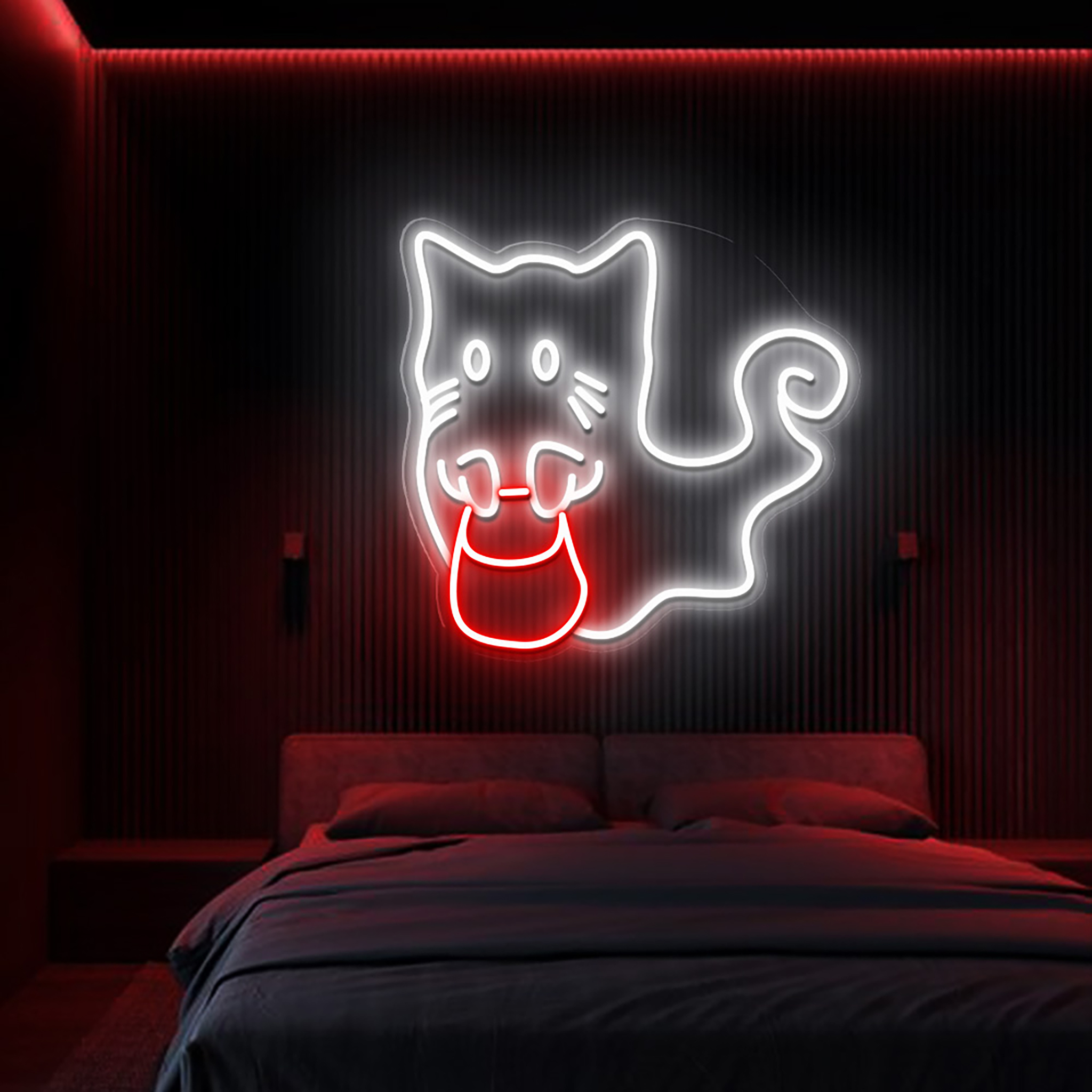 Ghost Cat Neon Sign Halloween Wall Decoration