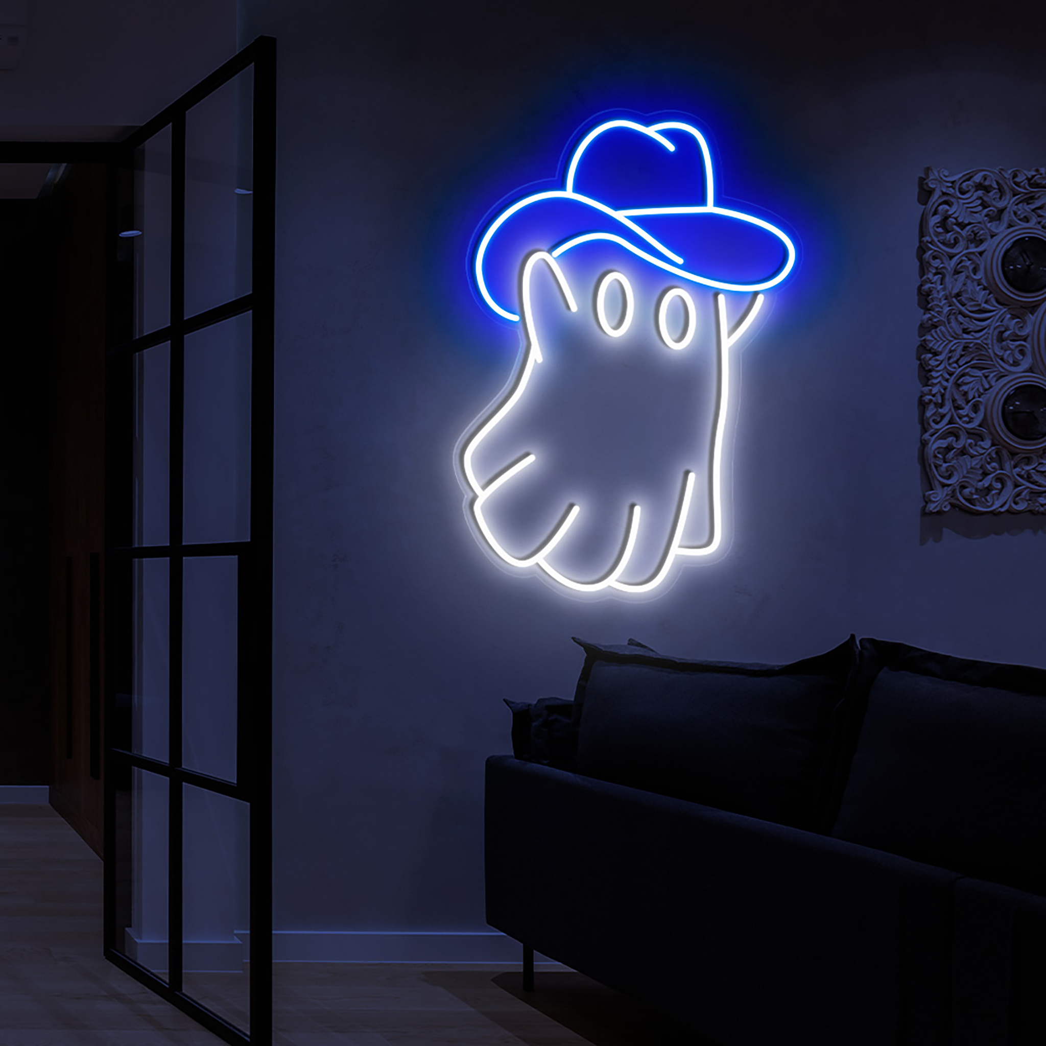 Cowboy Ghost Neon Sign Halloween Wall Decor