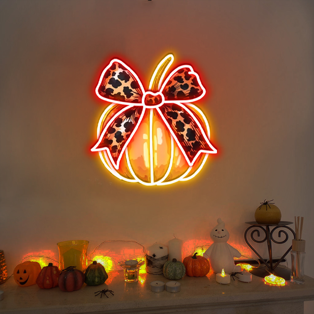 Leopard Pumpkin UV Sign Halloween Wall Decor