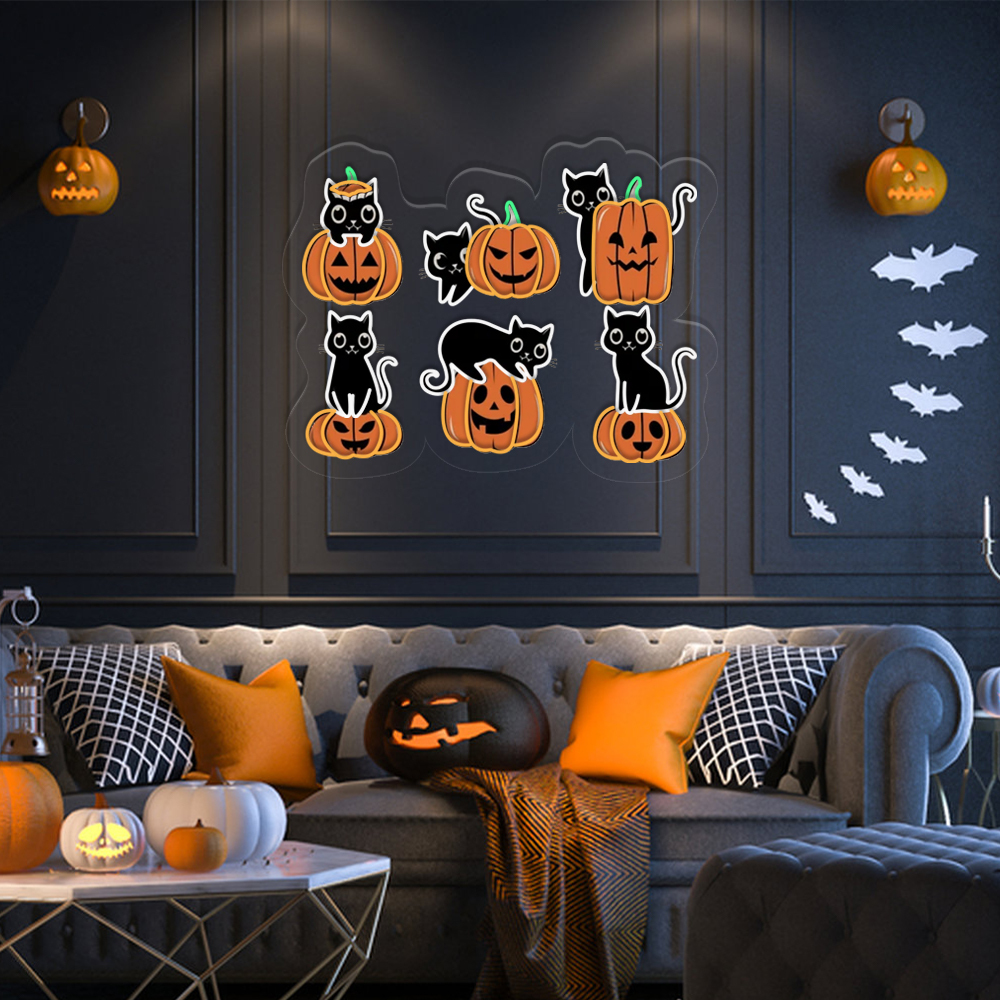 Ghost Pumpkin UV Sign Halloween Hanging Wall Decor