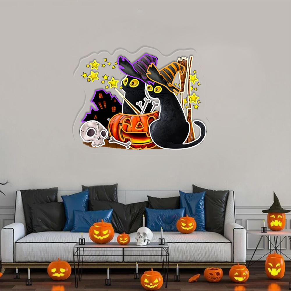 Cat Halloween UV Sign Hanging Wall Decor