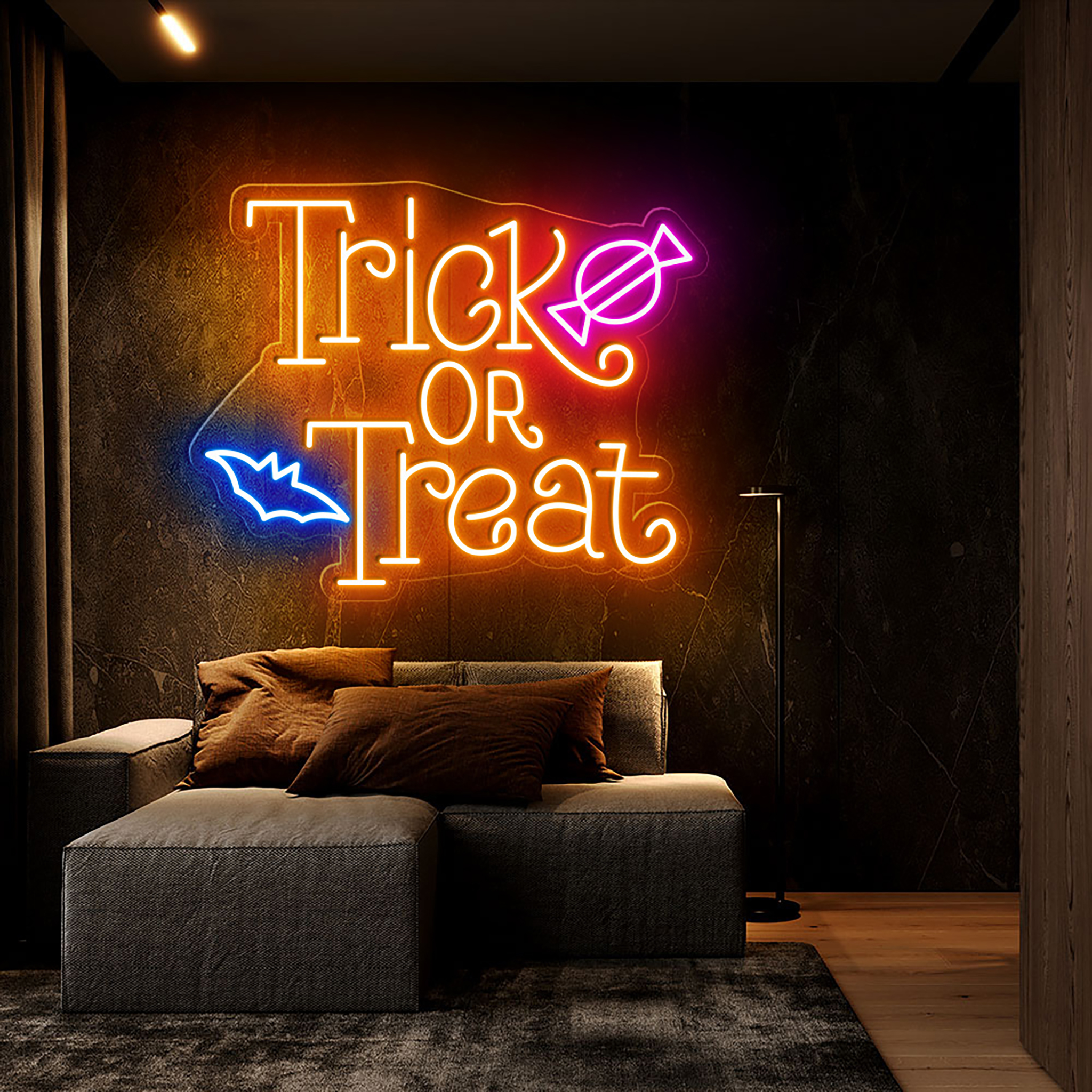 Trick OR Treat Neon Sign Hanging Wall Art Decor