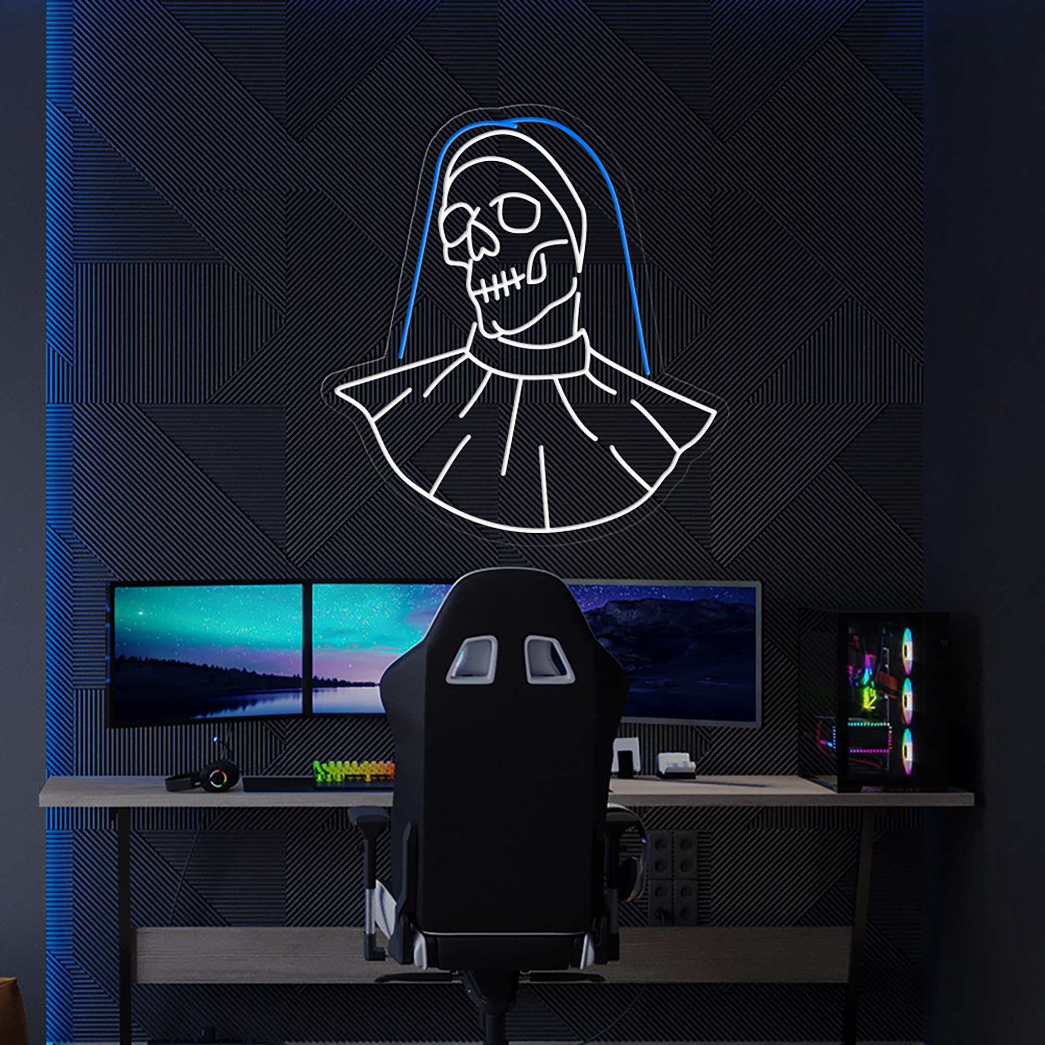 Nun Girl Skull Head Ghost Neon Sign Halloween Wall Decoration