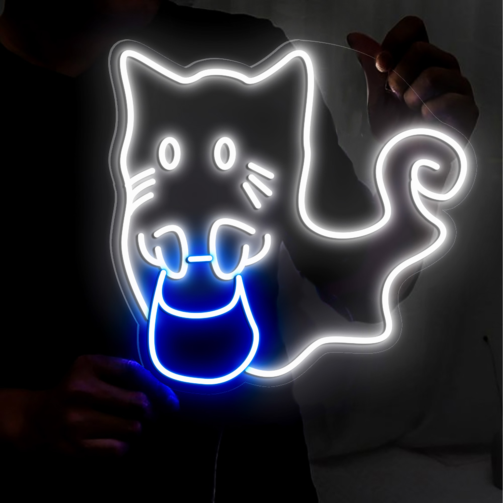 Ghost Cat Neon Sign Halloween Wall Decoration