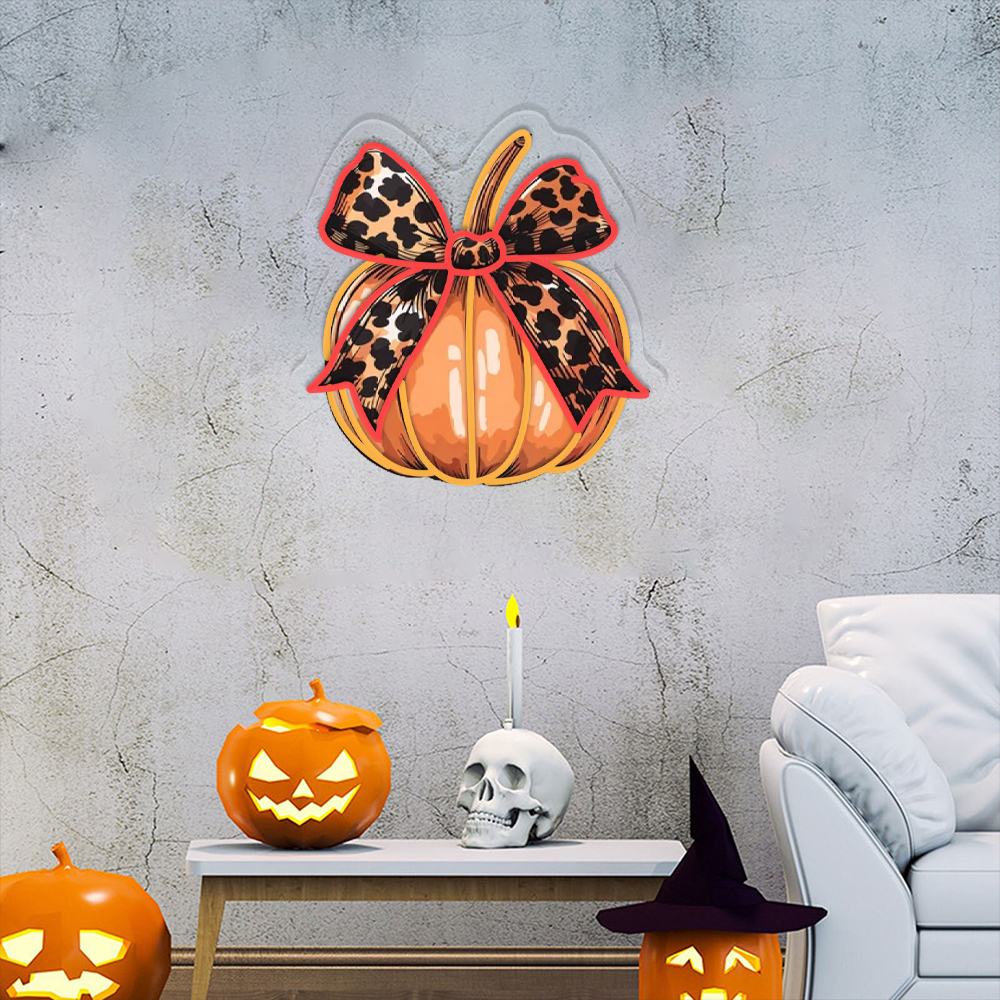 Leopard Pumpkin UV Sign Halloween Wall Decor