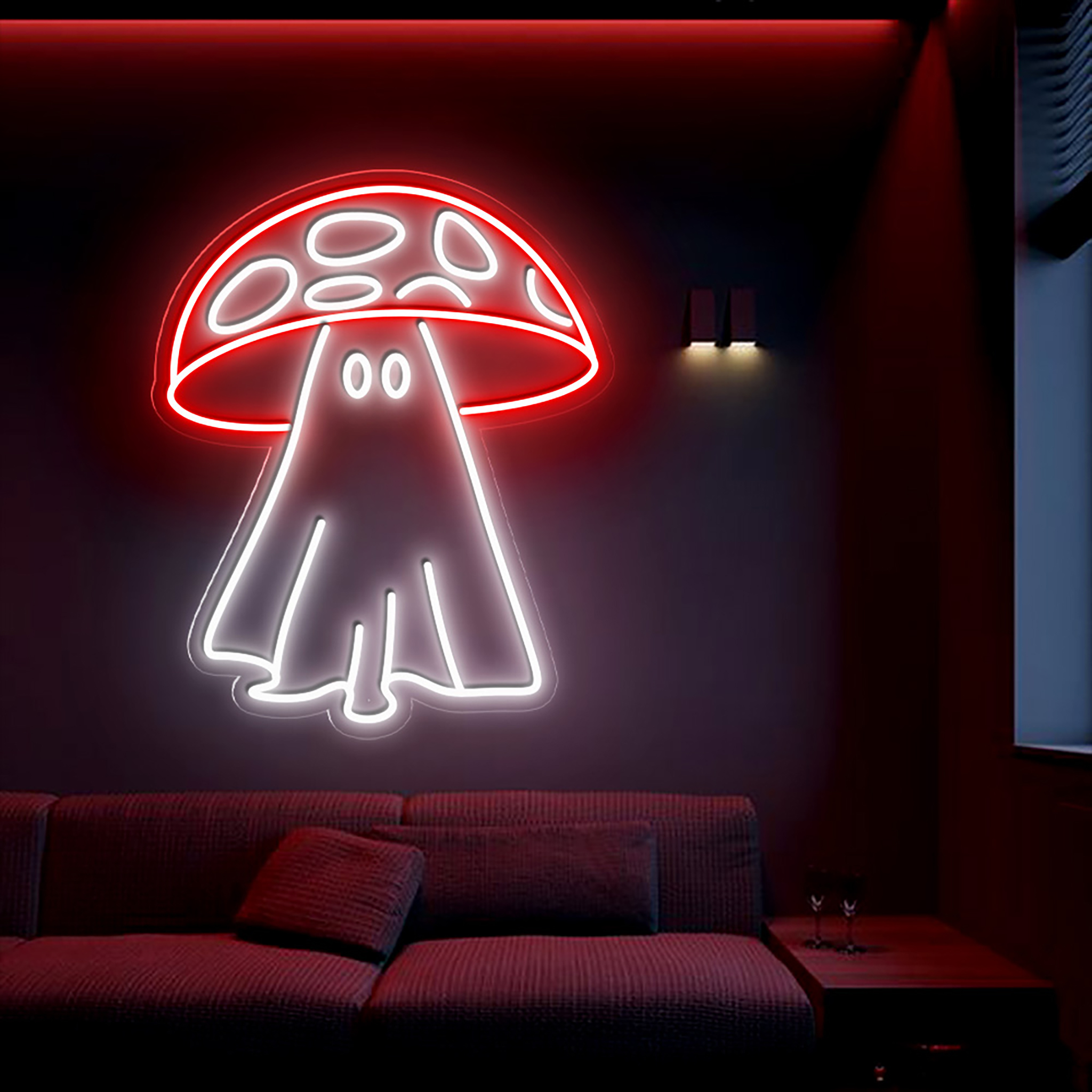 Mushroom Ghost Neon Sign Halloween Wall Art Decor