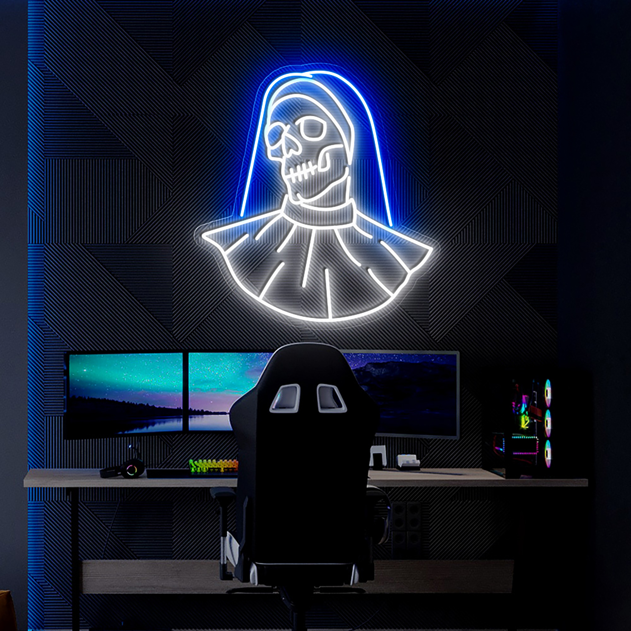 Nun Girl Skull Head Ghost Neon Sign Halloween Wall Decoration