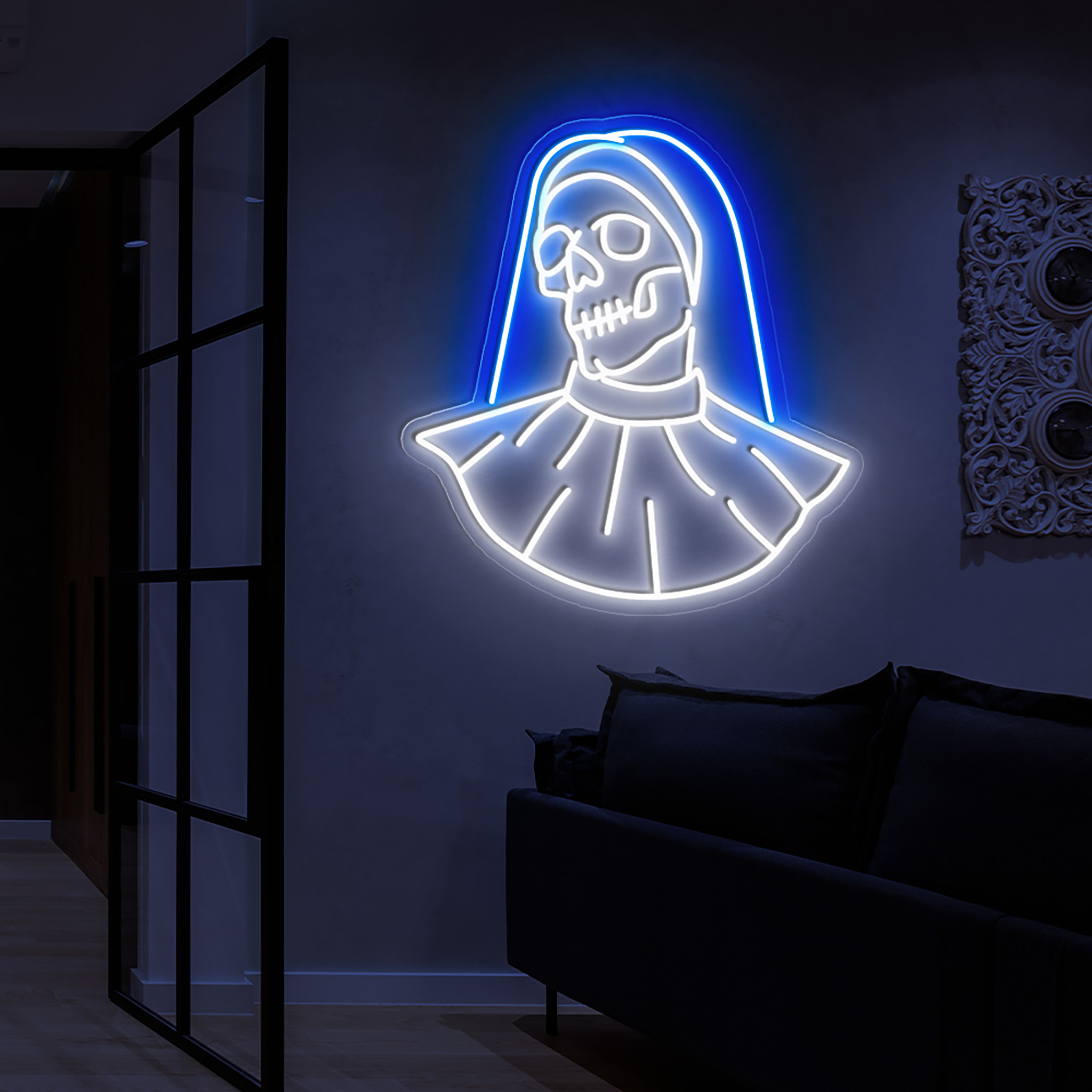 Nun Girl Skull Head Ghost Neon Sign Halloween Wall Decoration