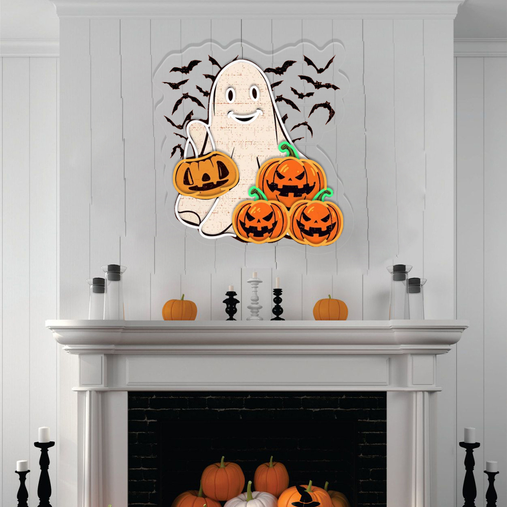 Ghost Halloween UV Sign Hanging Wall Art Decor