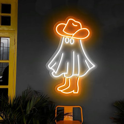 Halloween Western Ghost Neon Sign Hanging Wall Art Decor