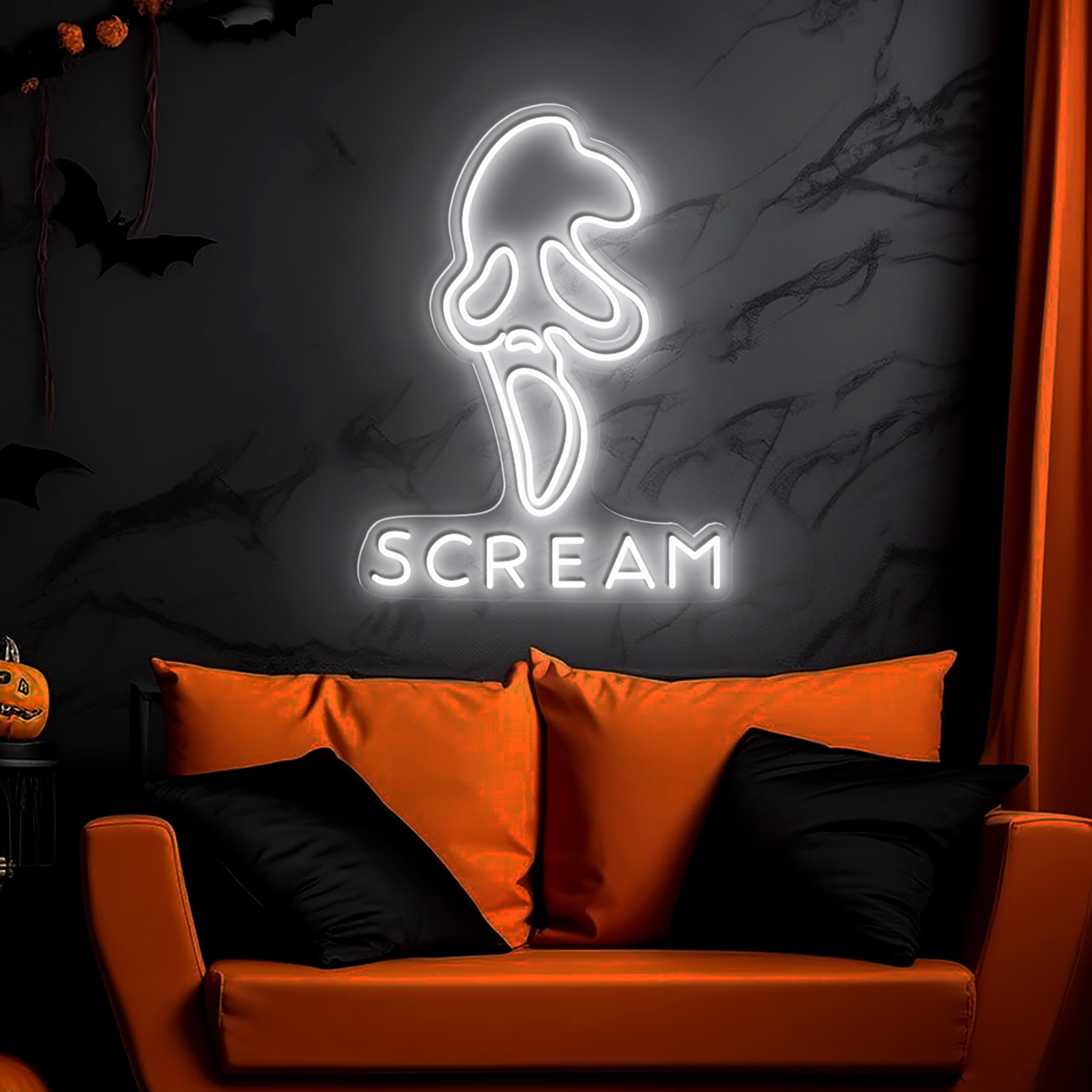 Scream Face Ghost Neon Sign Halloween Wall Decor