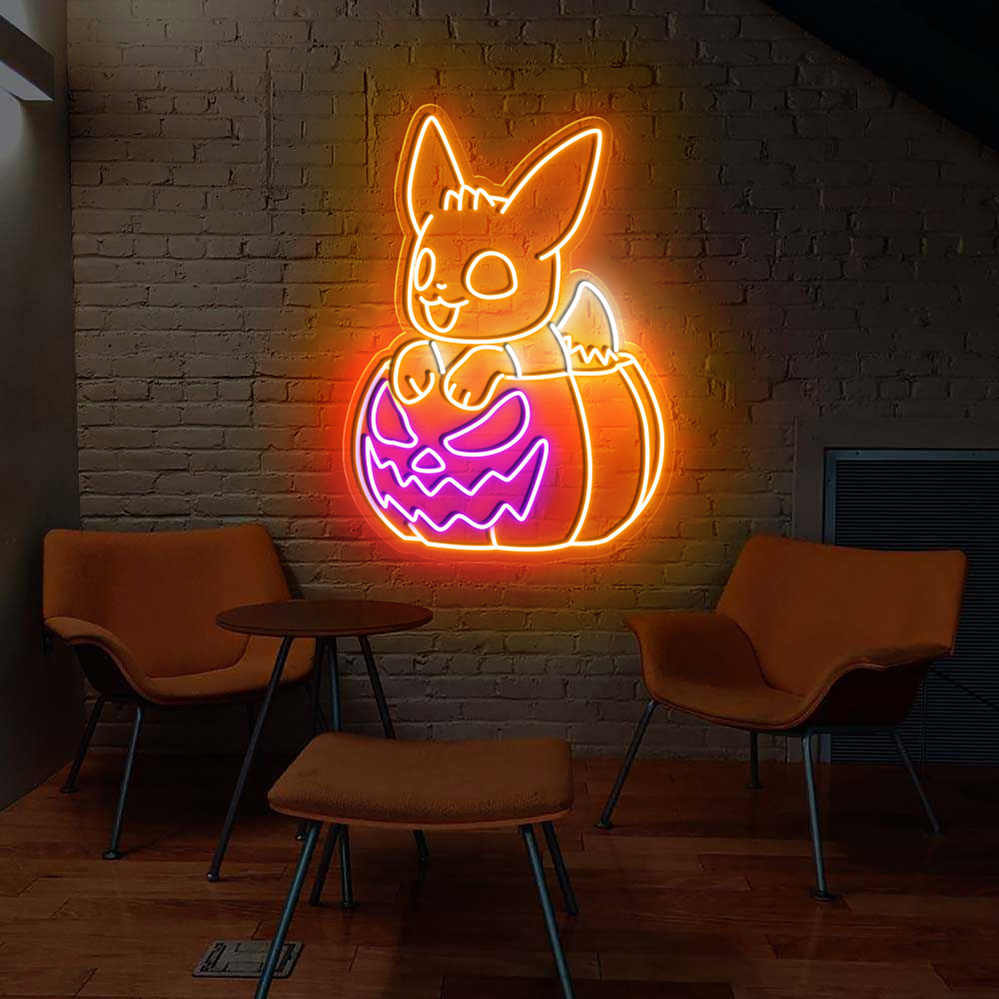 Halloween Eevee Neon Sign Halloween Wall Art Decor