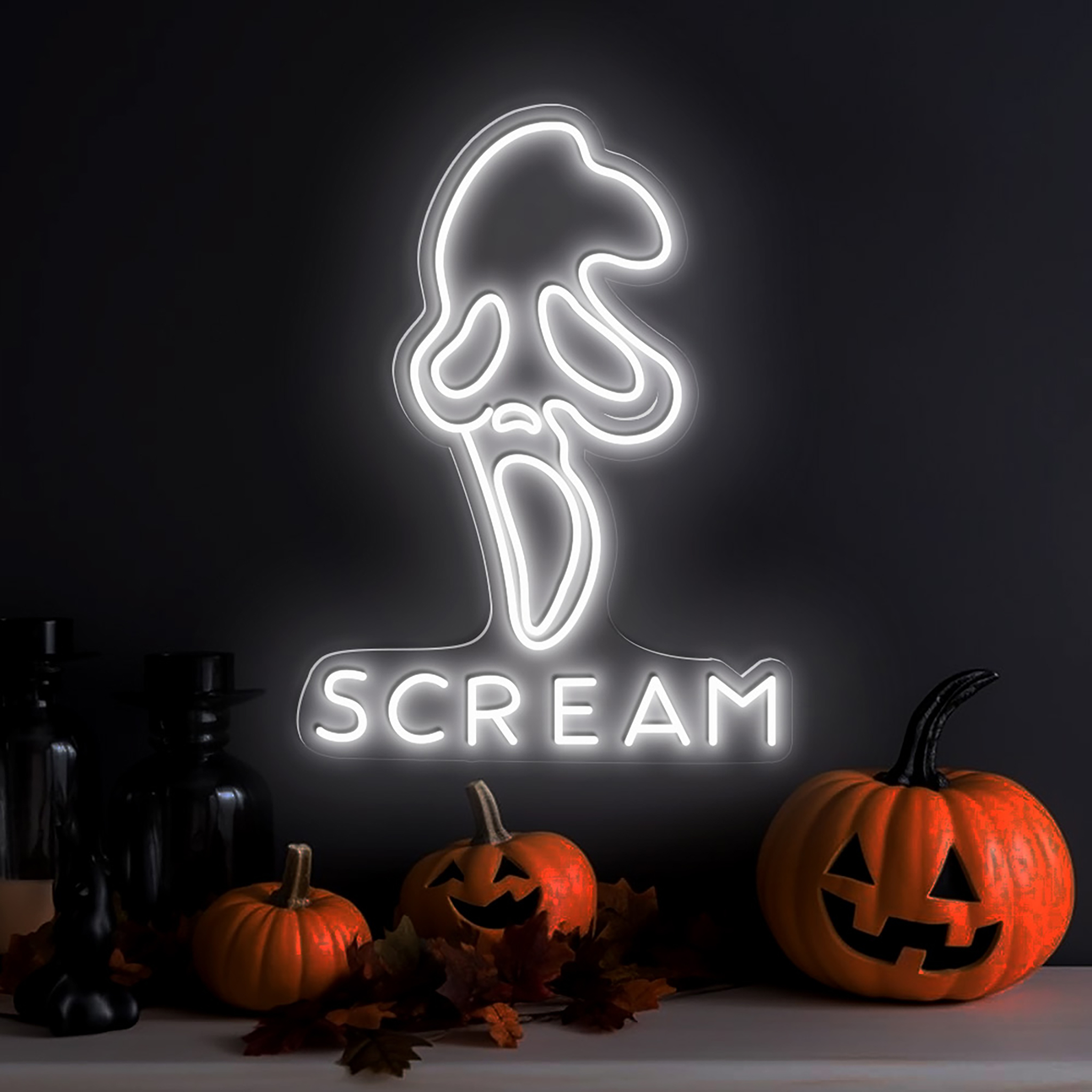 Scream Face Ghost Neon Sign Halloween Wall Decor