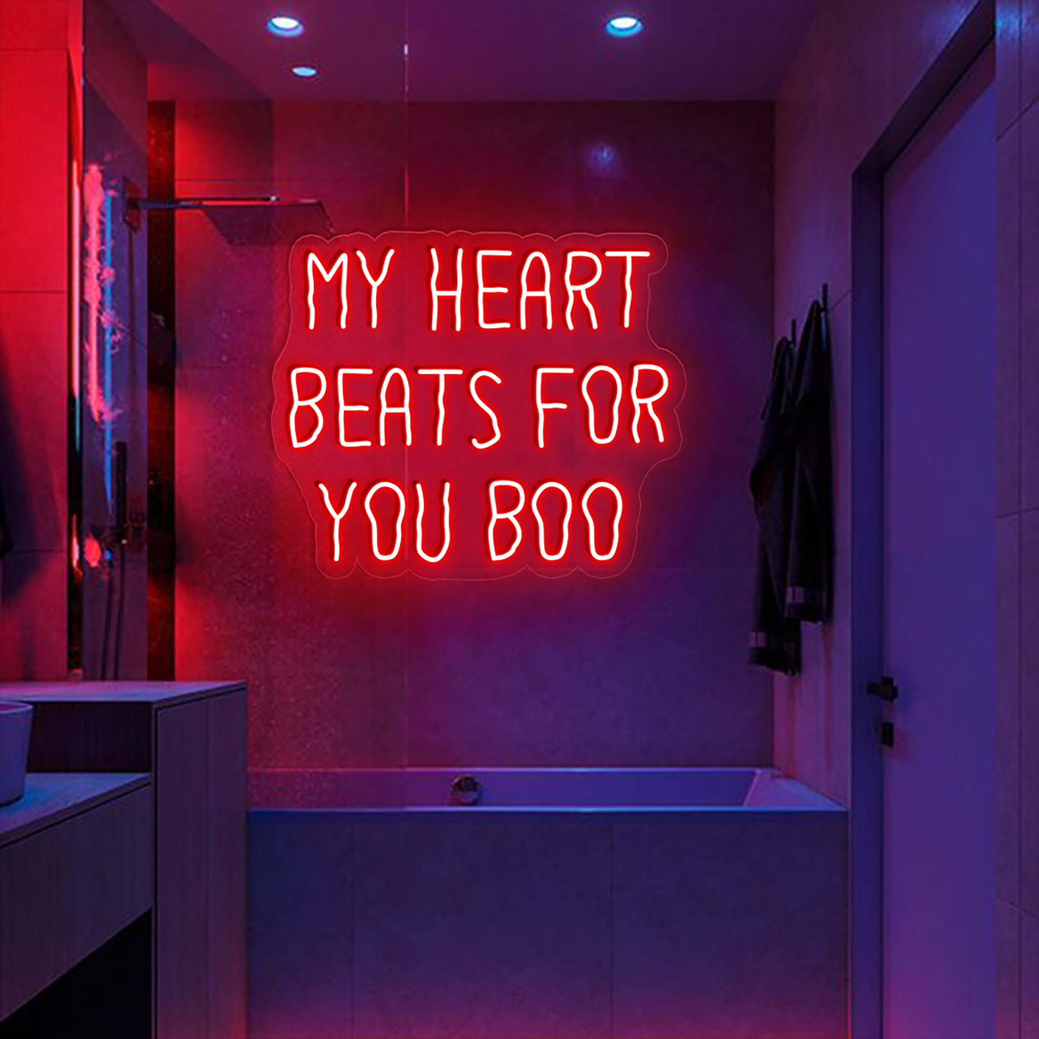 My Heart Beats For You Boo Neon Sign Halloween Wall Art Decor