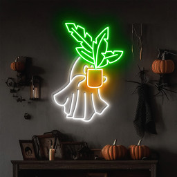 Plant Lady Ghost Neon Sign Halloween Wall Art Decor