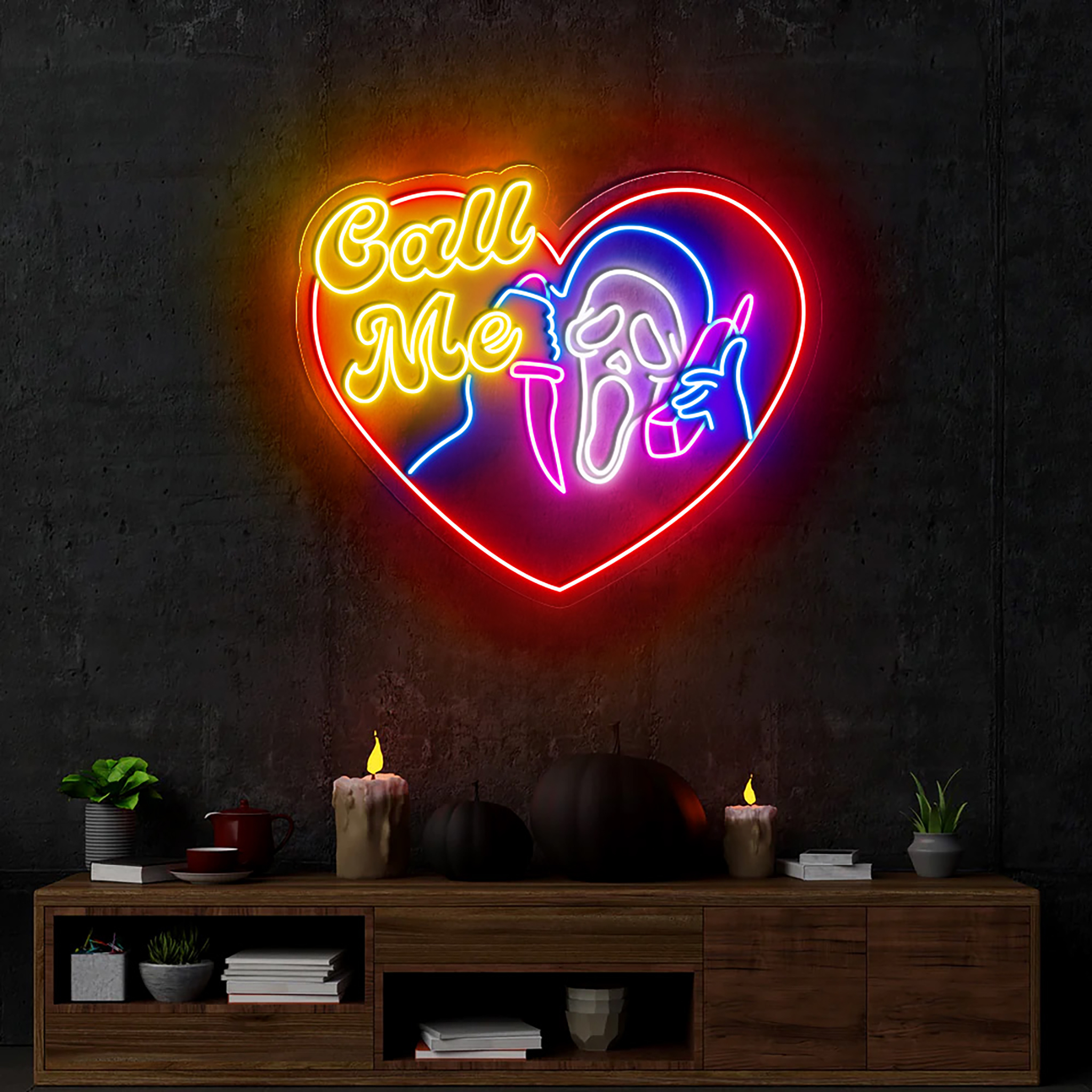 Call Me Ghost Neon Sign Halloween Wall Art Decor