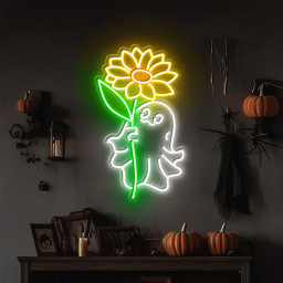 Halloween Sunflower Ghost Neon Sign Halloween Decor