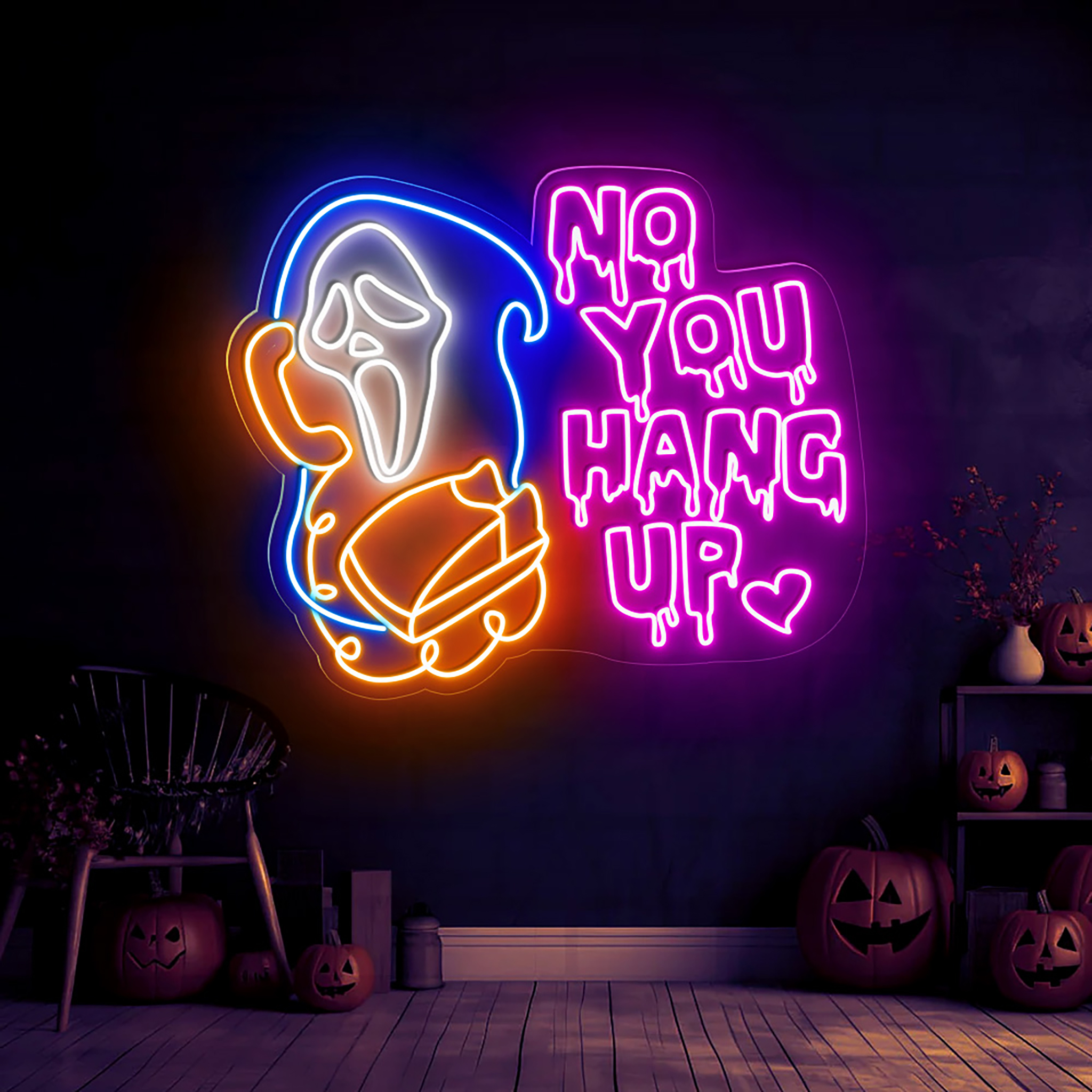 No You Hang Up Neon Sign Halloween Wall Art Decor