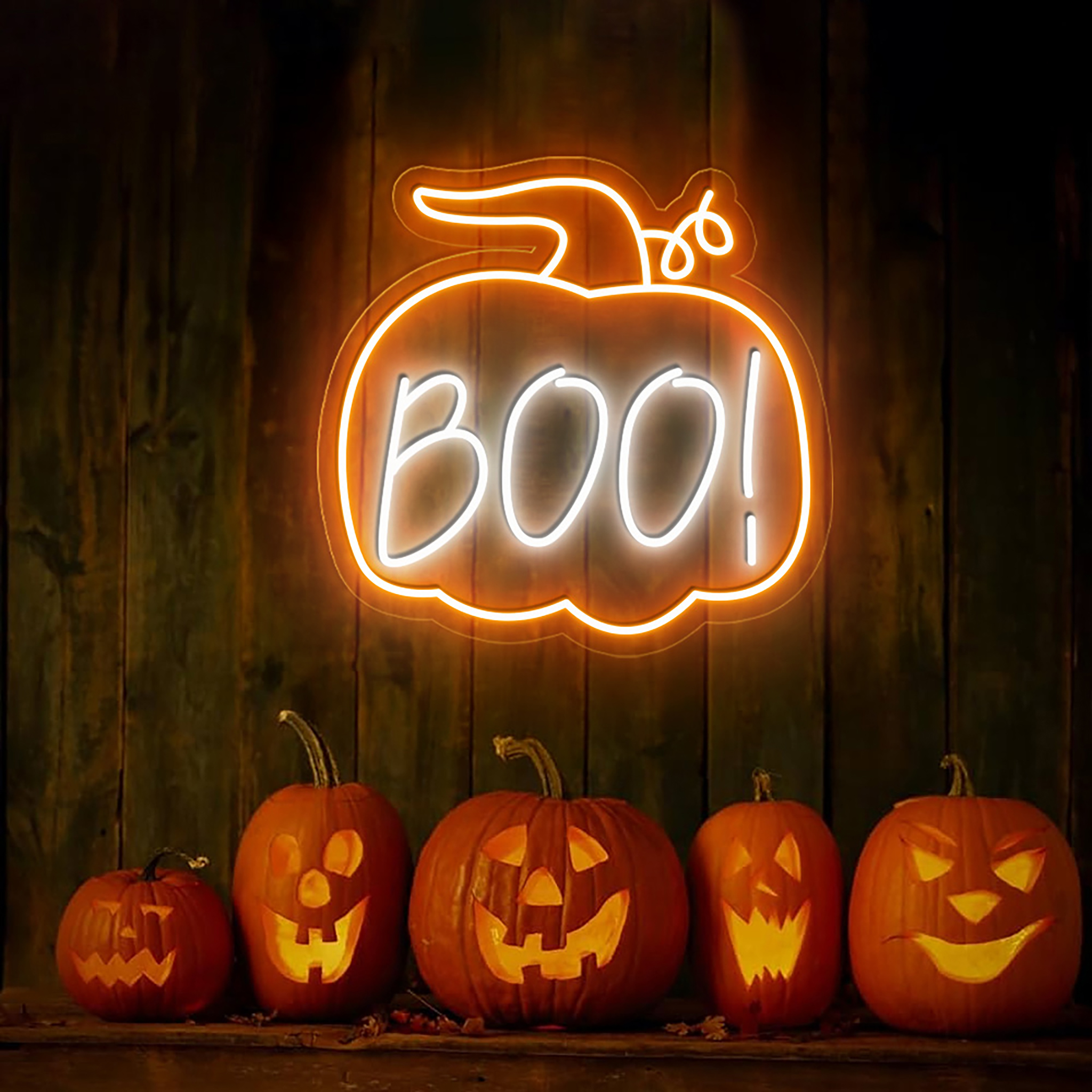 Boo Pumpkin Neon Sign Hanging Wall Art Decor