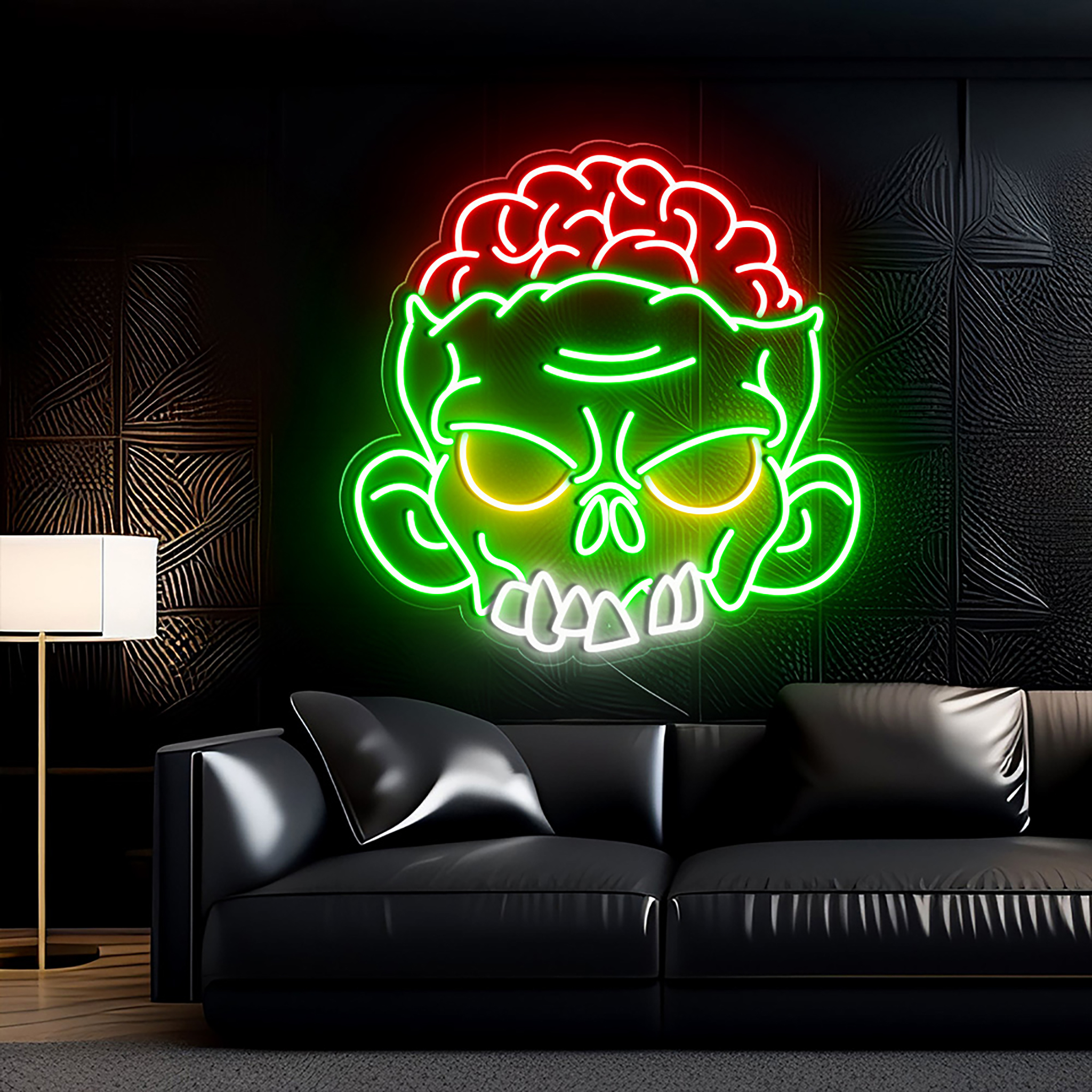 Green Zombie Neon Sign Halloween Party Decor