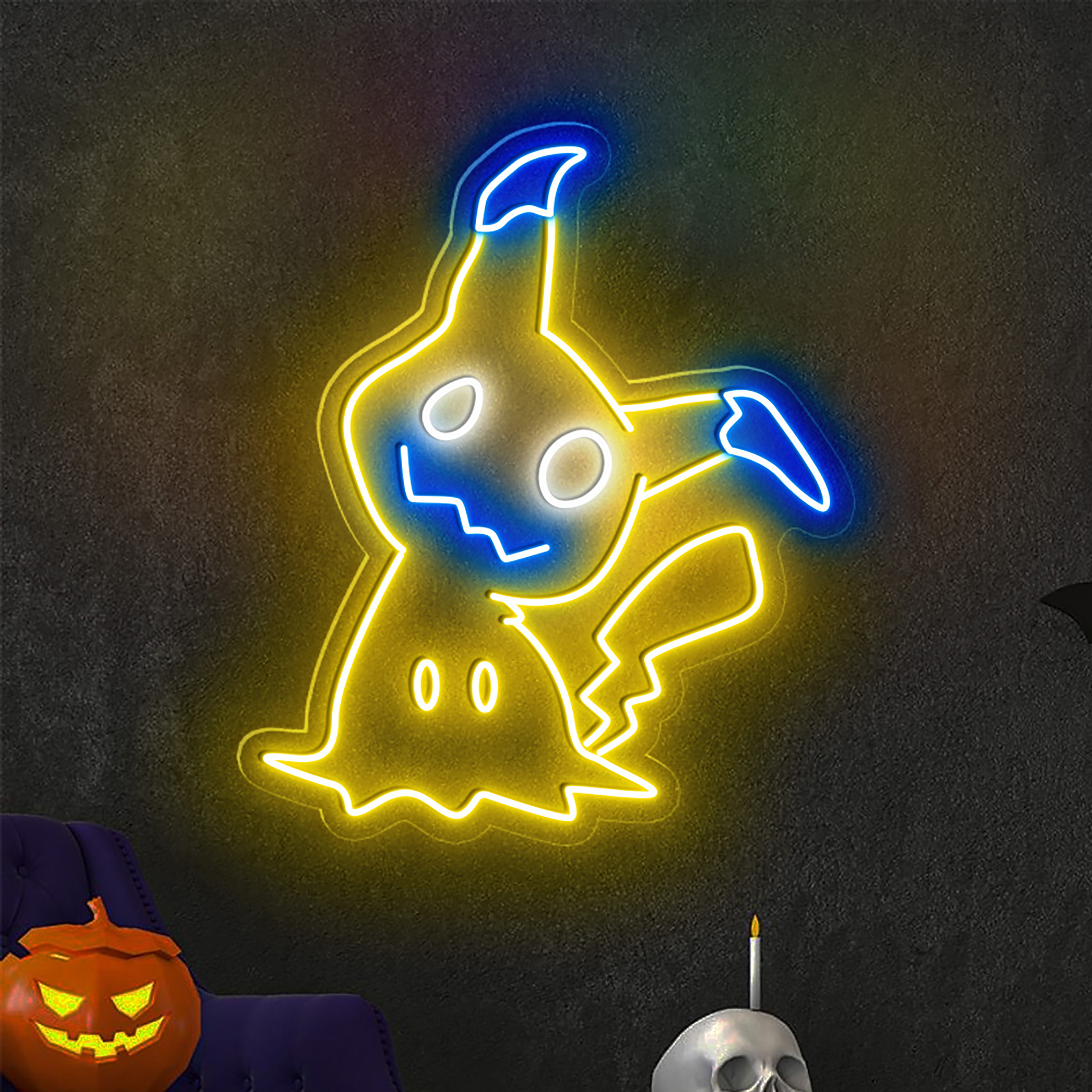 Halloween Pikachu Neon Sign Hanging Wall Art Decor