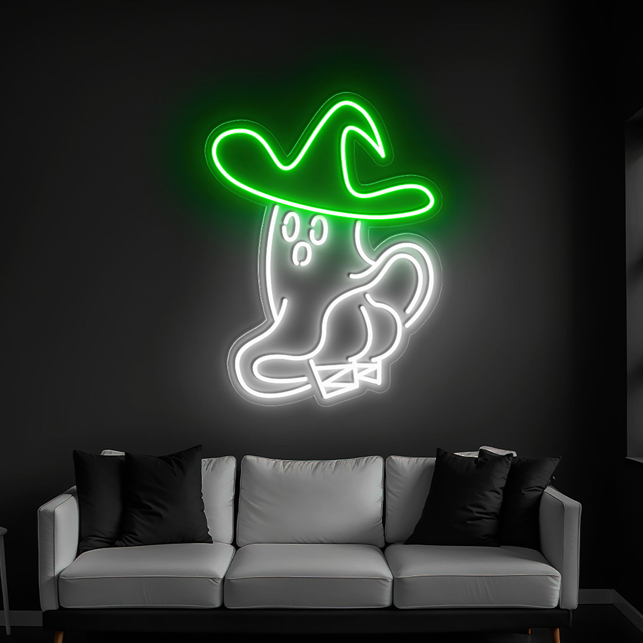 Ghost Wizard Neon Sign Halloween Wall Decor