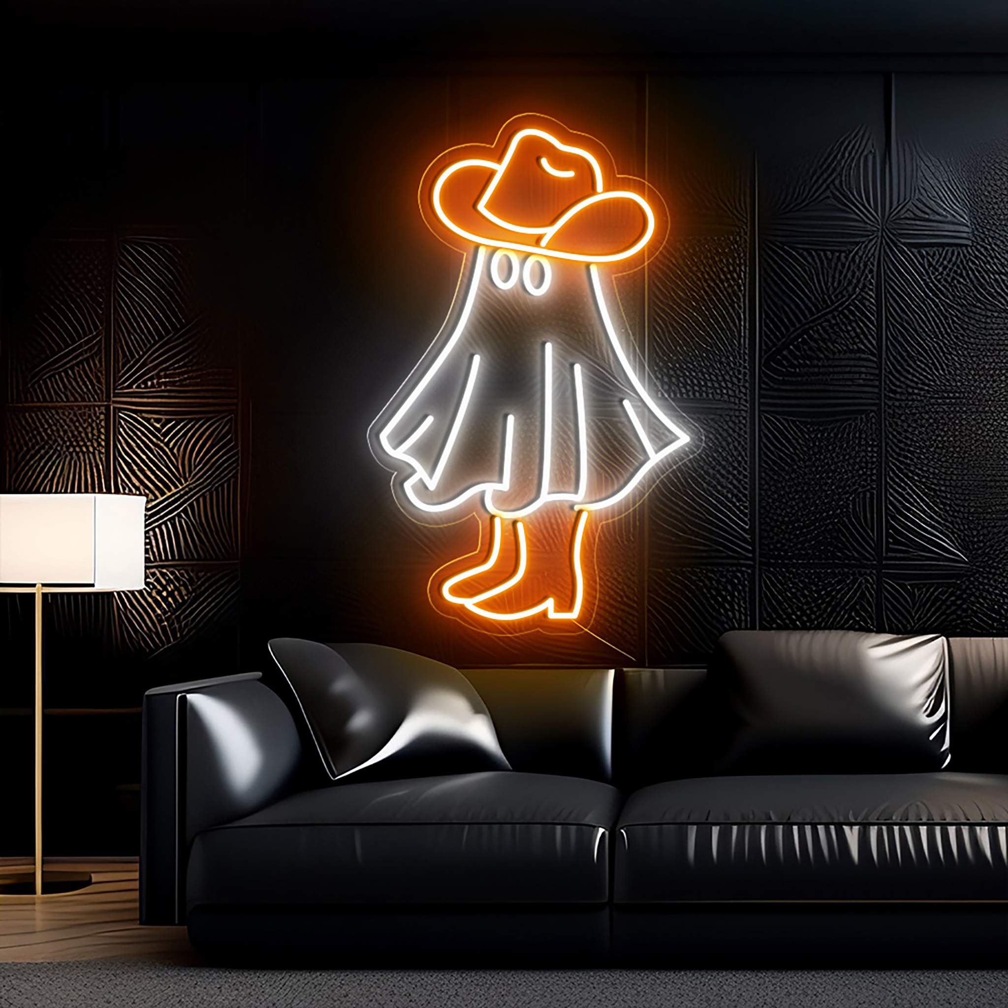 Halloween Western Ghost Neon Sign Hanging Wall Art Decor